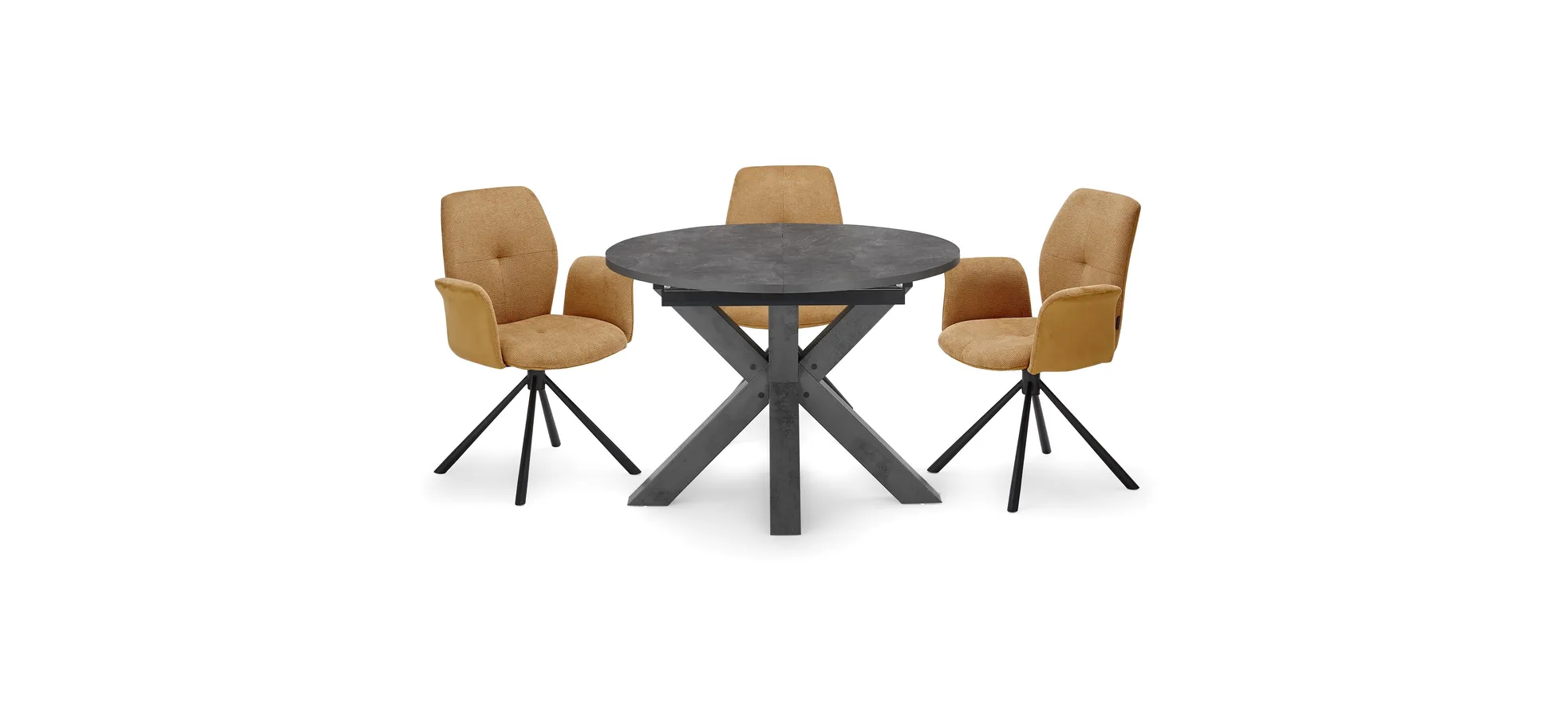 Vierfußstuhl mit Armlehnen, Stoff Mustard - Manoa