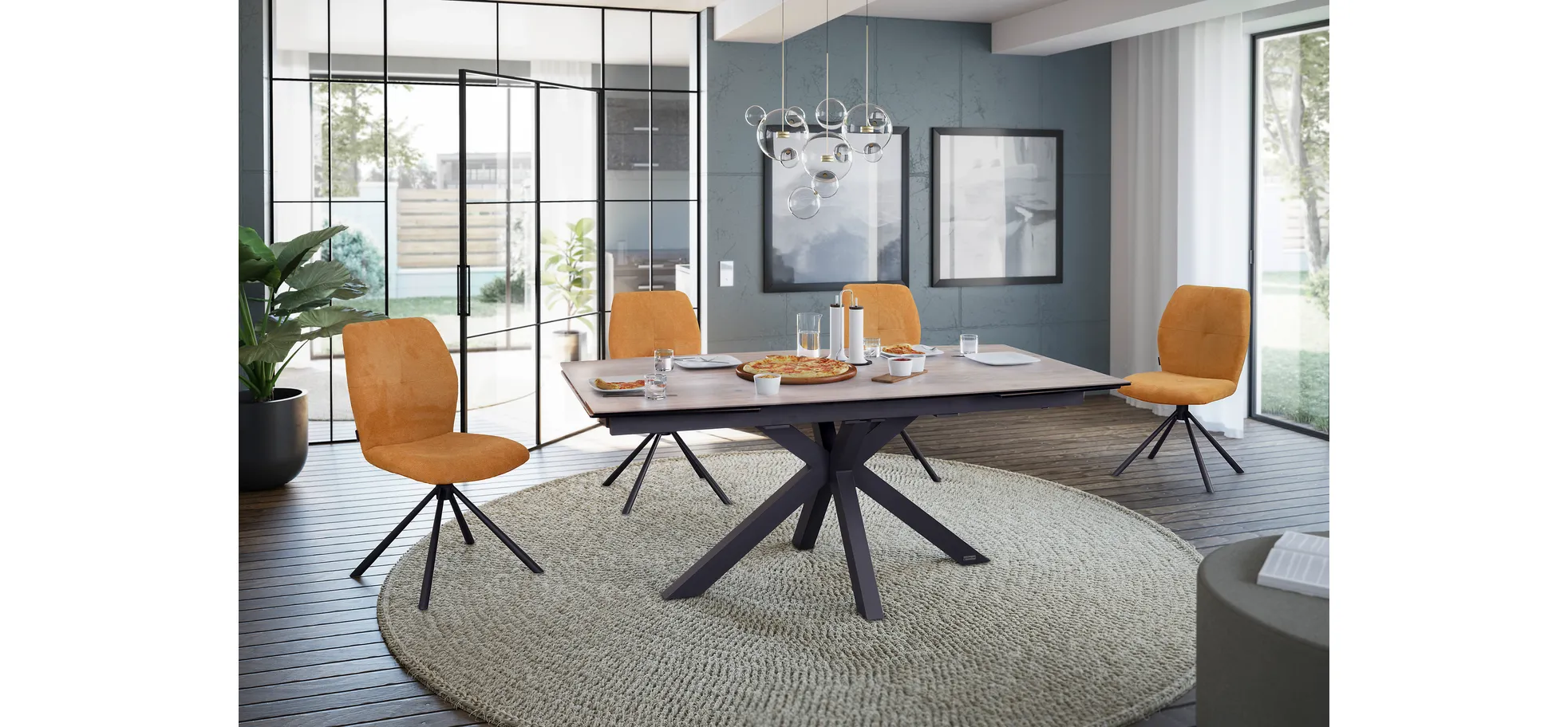 Esstisch, ausziehbar, Glaskeramik hellbraun - Melania