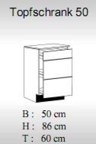 Unterschrank, Topfschrank, 50 cm breit - Alina
