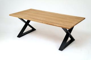 Couchtisch, Metallgestell, Platte Eiche - Wildeiche 