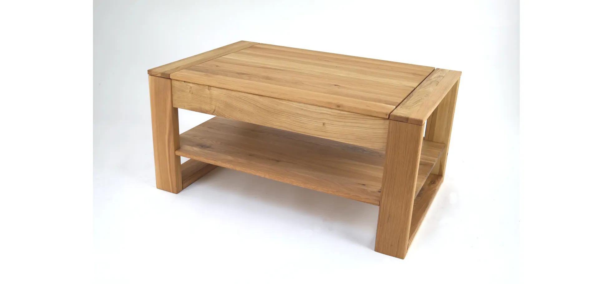 Couchtisch - höhenverstellbar, LB ca. 100x65 cm, Eiche massiv geölt