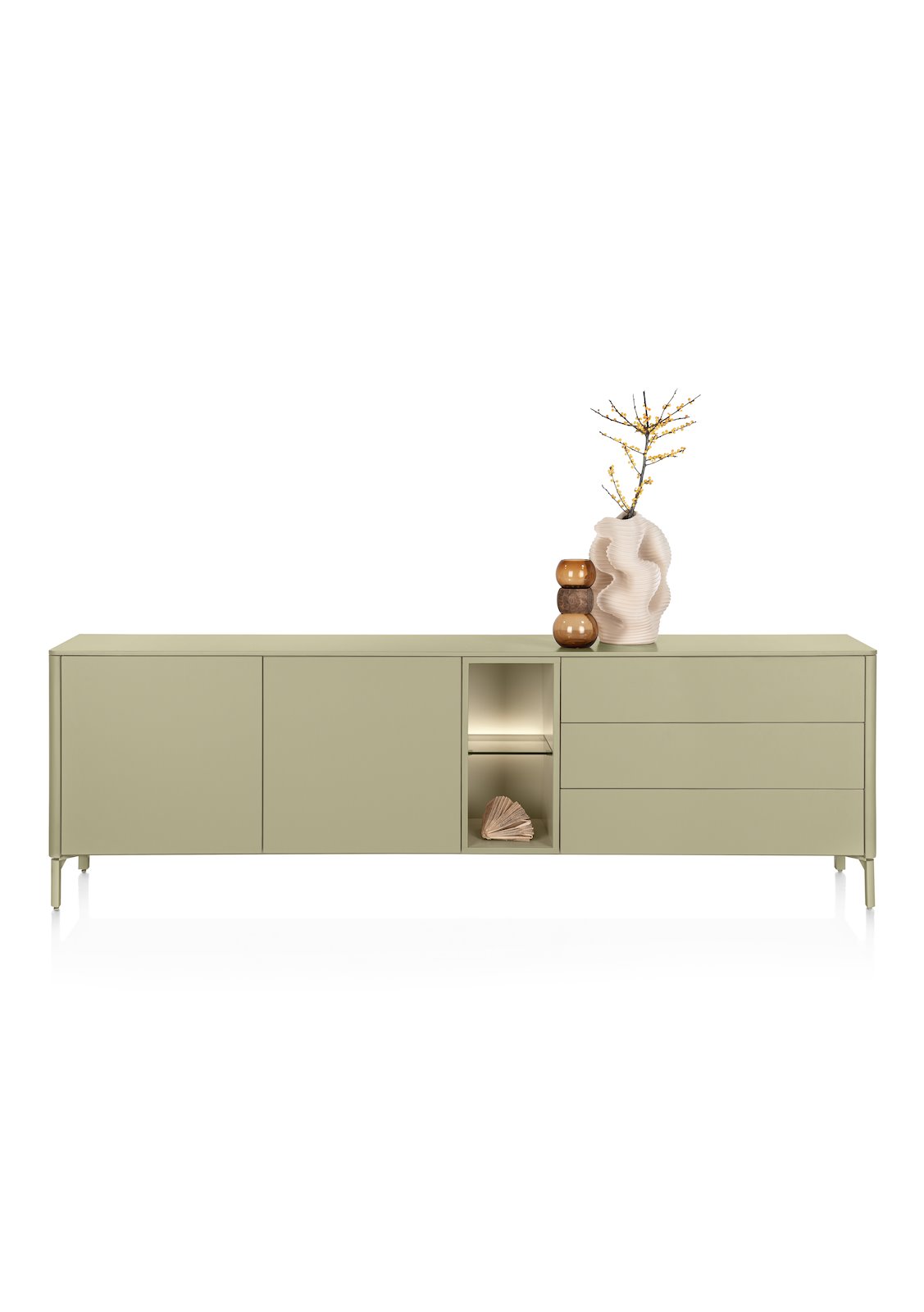 Sideboard, Oliv lackiert, 240 cm breit - Trentino - Xooon