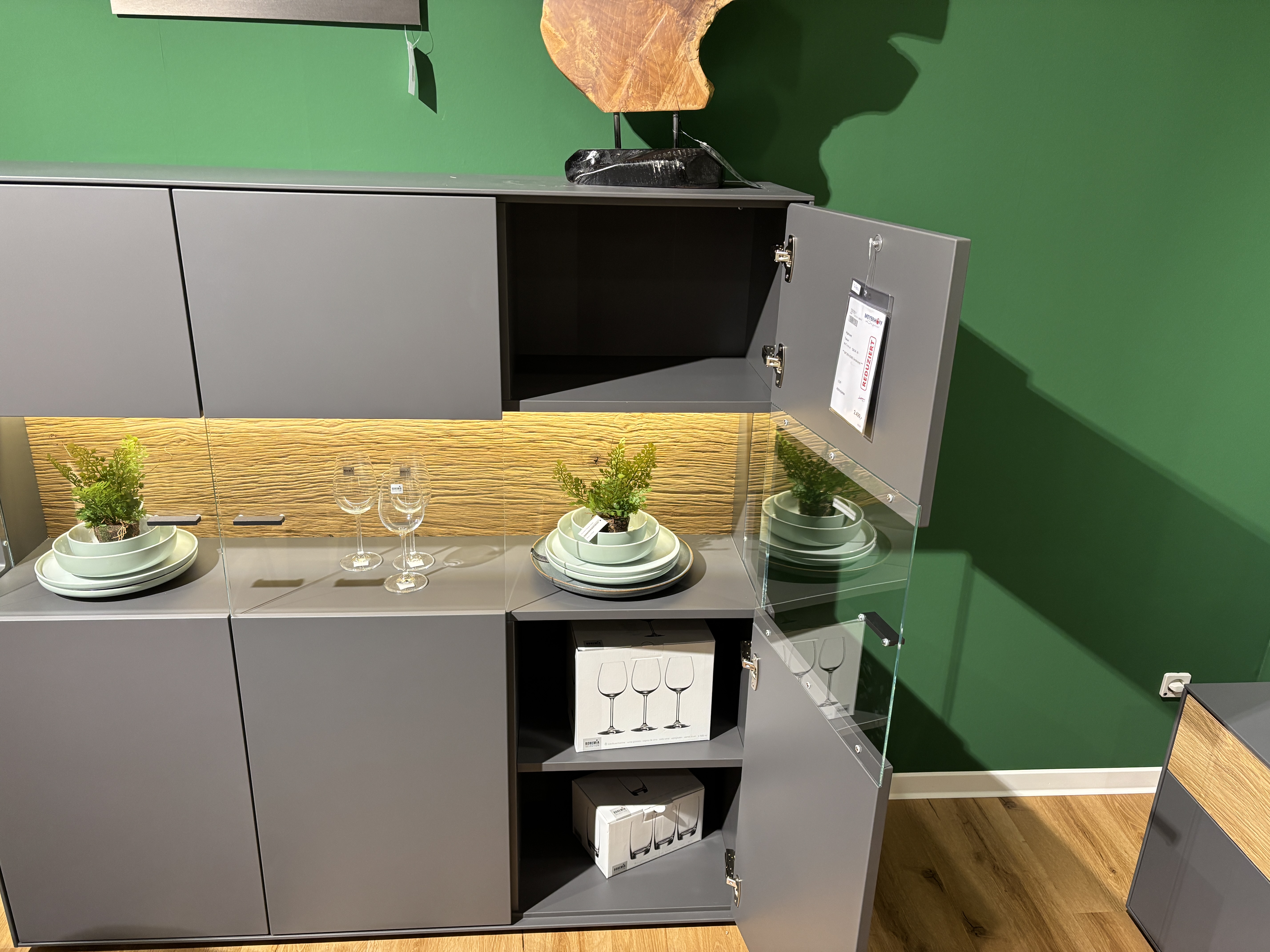 Highboard, Lack graphitgrau, 3-trg. - Tuscon