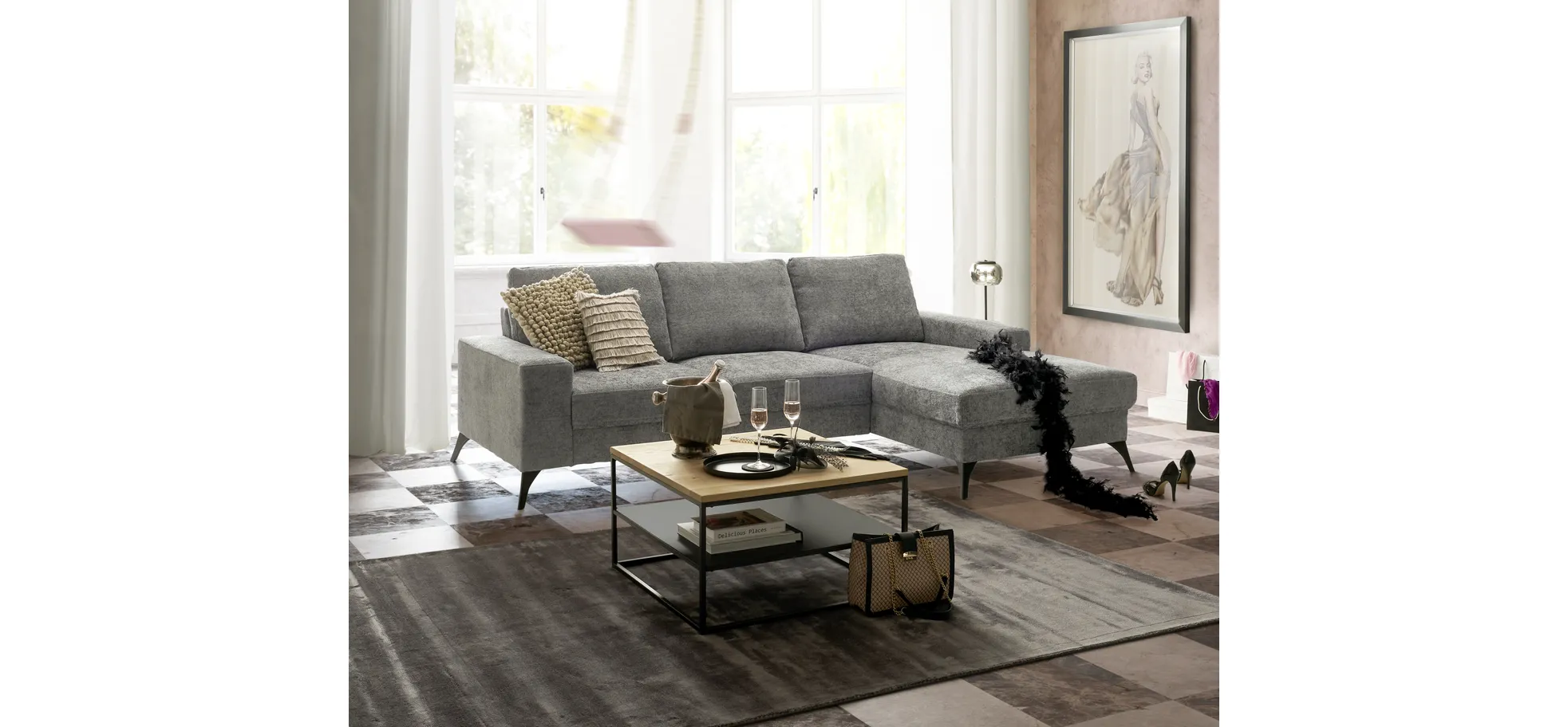 Couchtisch, Eisengestell, 70 x 70 cm - Couchtische Couchtisch, Eisengestell, 70 x 70 cm - Couchtische