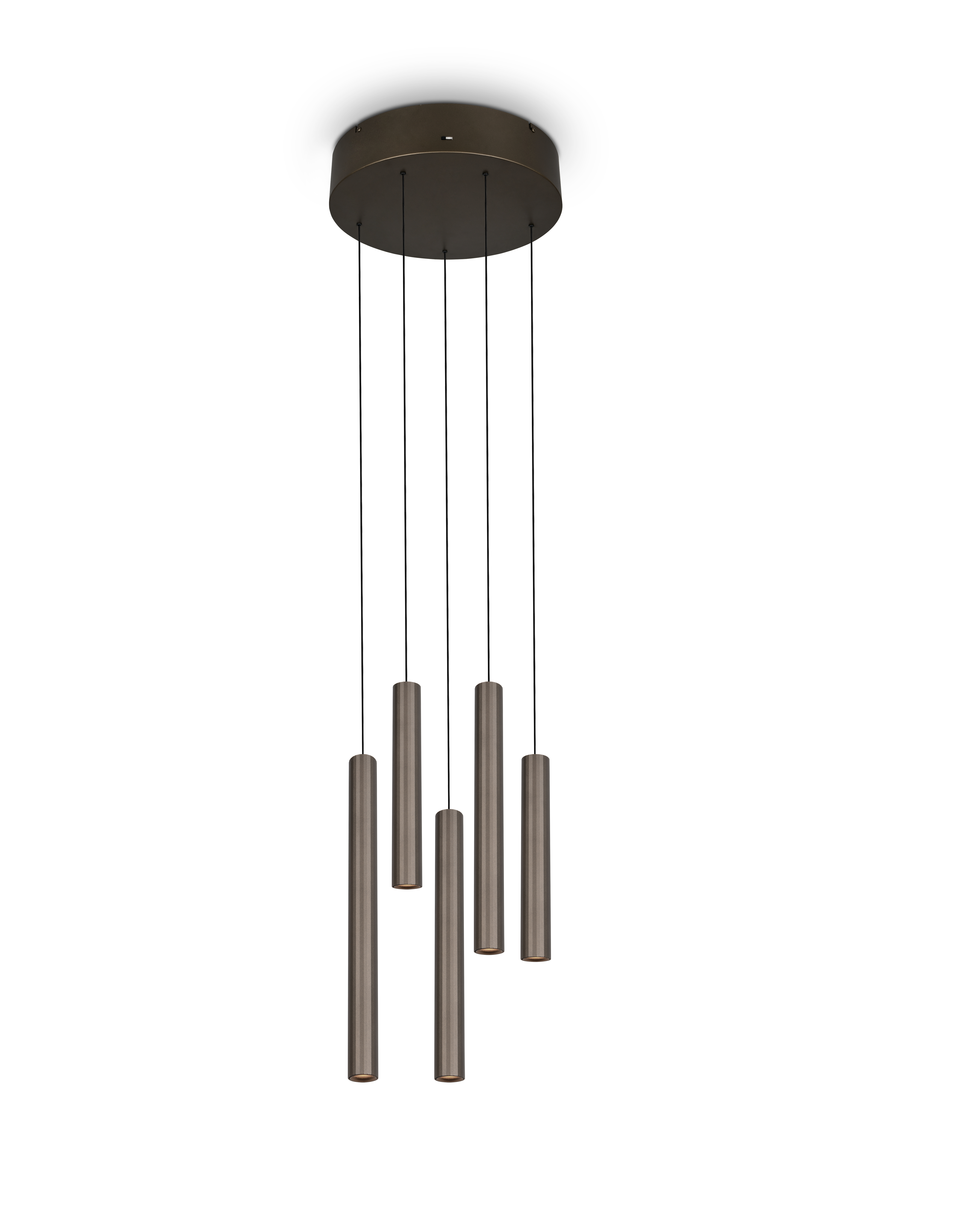 Pendelleuchte ARIMATO - 5flg., LED, Metall Platinum, ca. 35x35x200cm