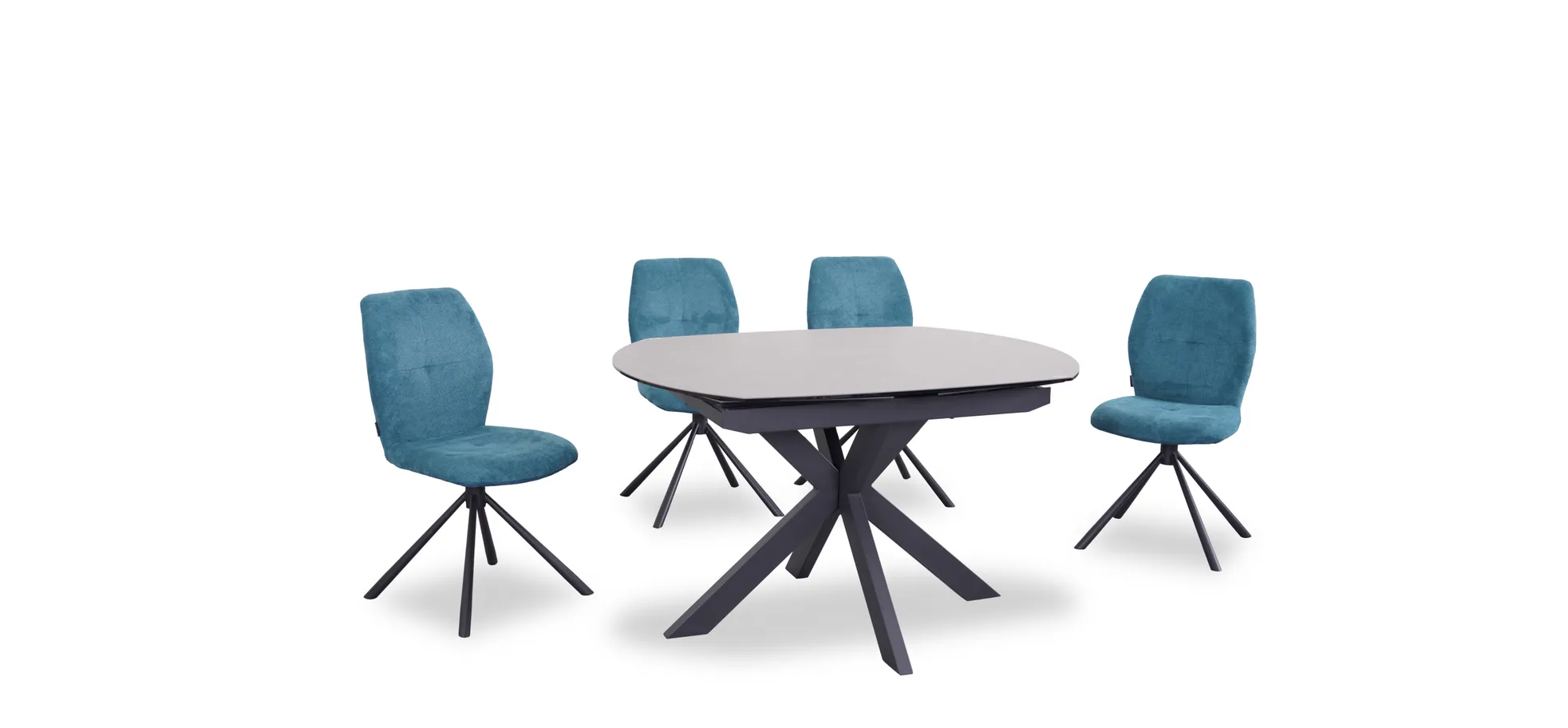 Vierfußstuhl, Stoff Petrol, 360° drehbar - Manoa