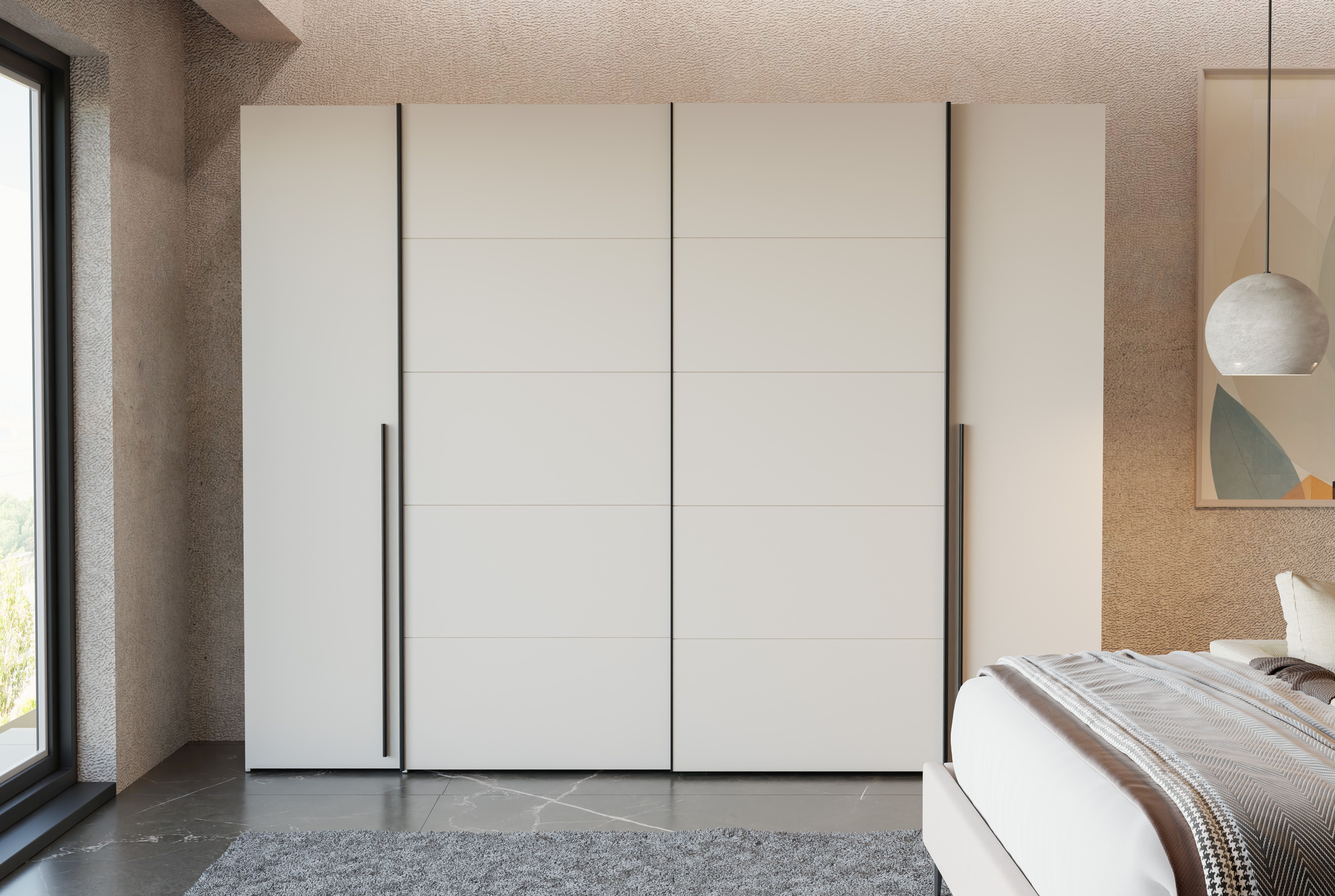 Schwebe-/Drehtürenschrank, Dekor sand - Fahda