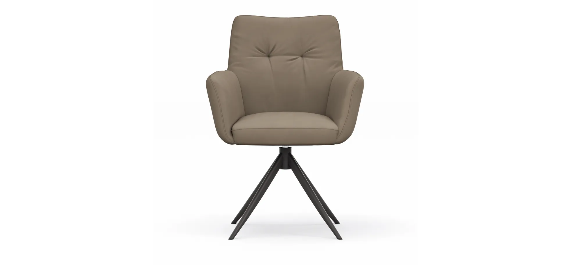Armlehnstuhl Nashville - drehbar, Leder, Taupe