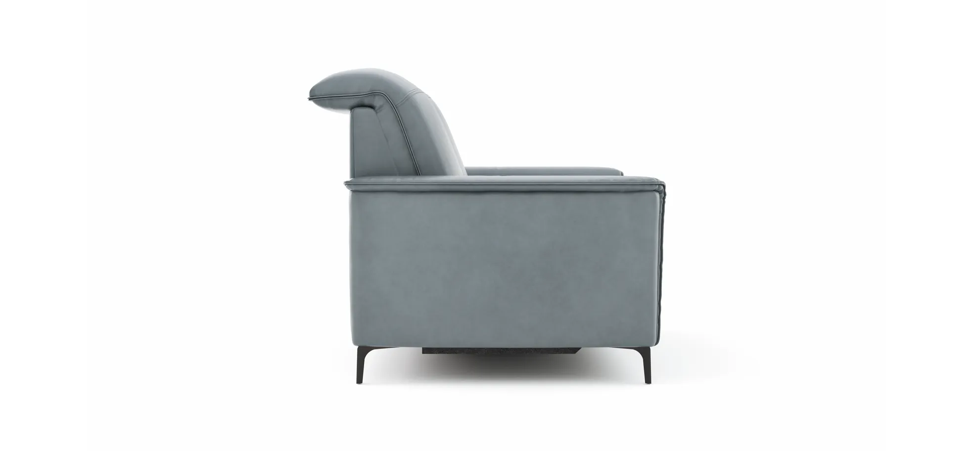 Sofa Bolivien - 2,5-Sitzer mit Relaxfunktion/Kopfteilverstellung motorisch, Leder, Steel