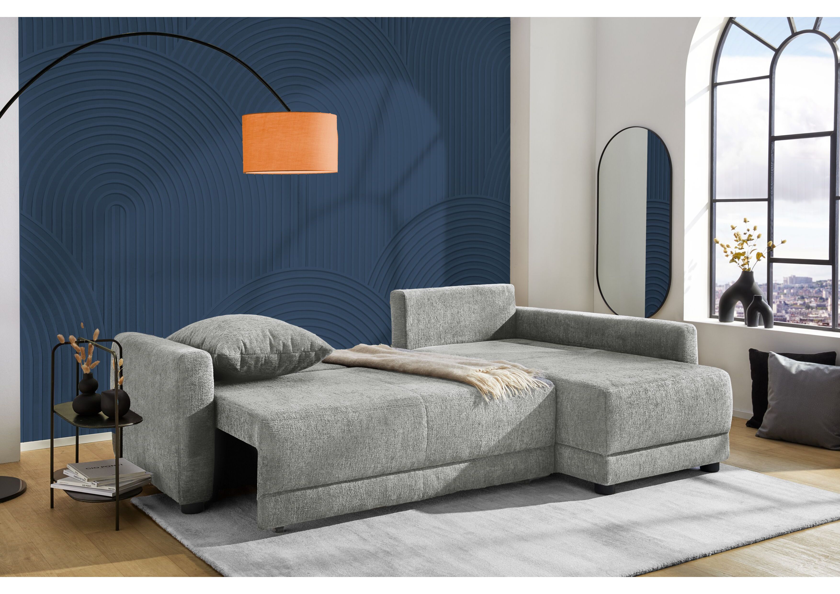 Ecksofa, grau, Stauraum - MyStyle 2175