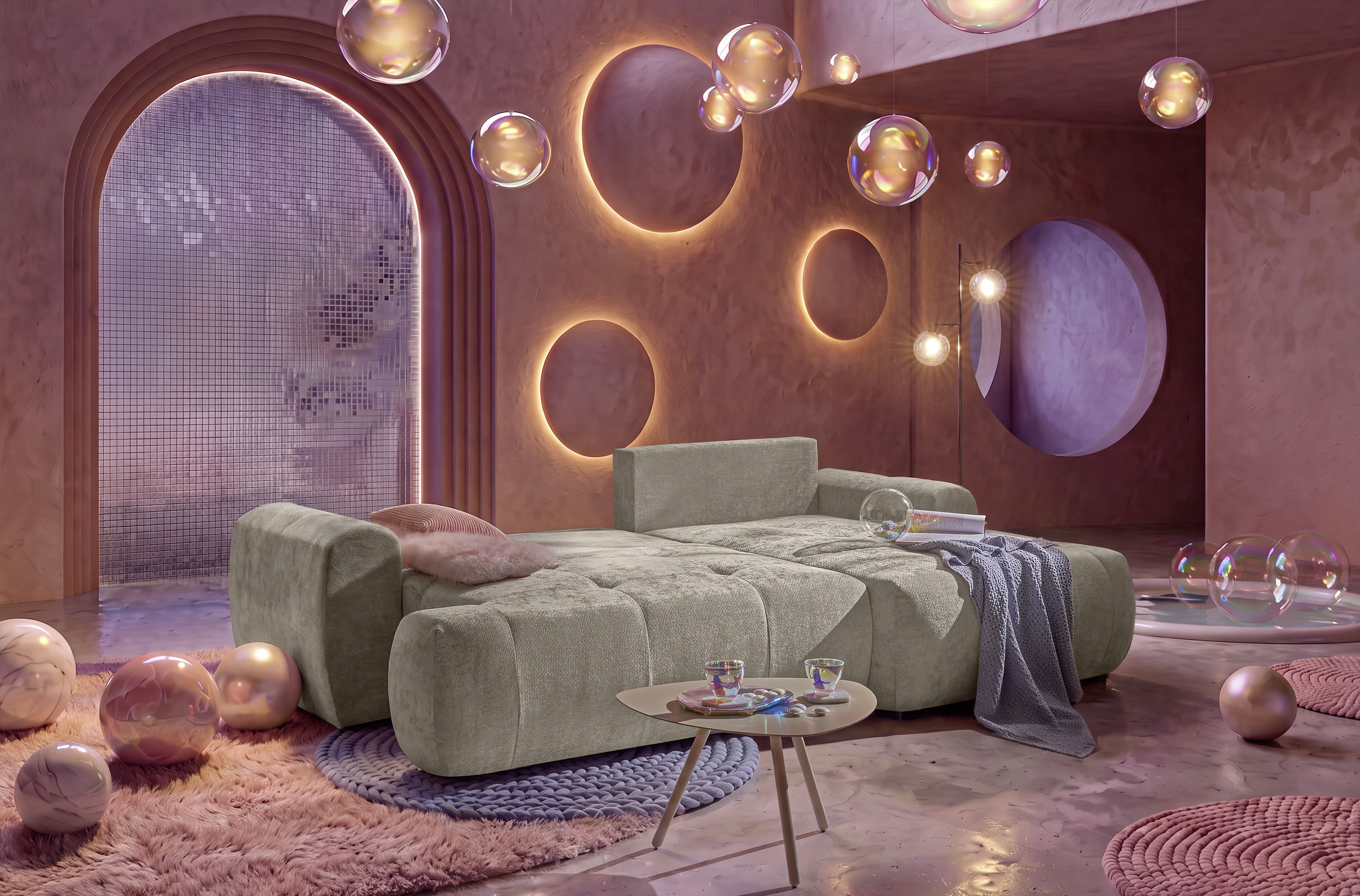 Ecksofa, beige - Saly