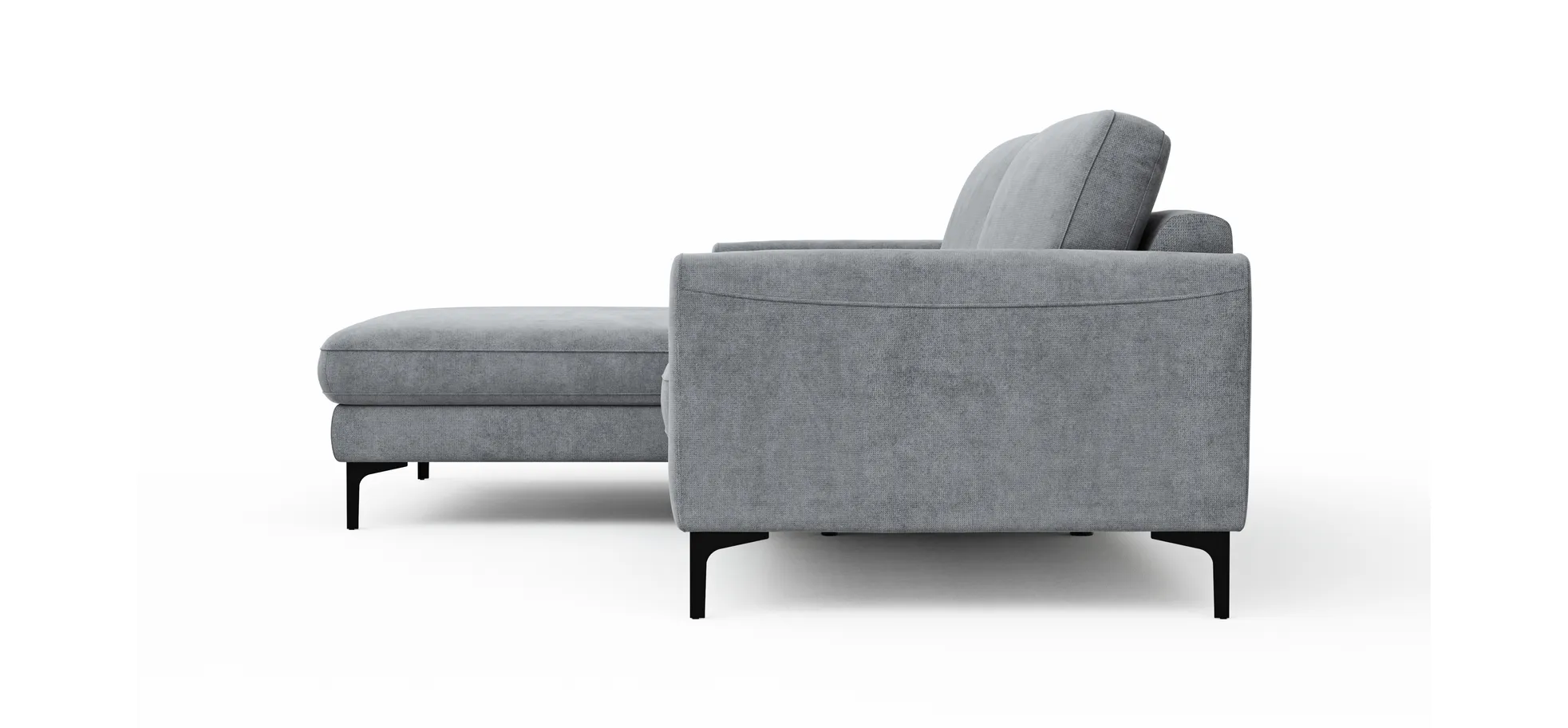 Ecksofa Oviedo - Longchair links mit 1,5-Sitzer inkl. Relaxfunktion (motorisch), Stoff, Grau