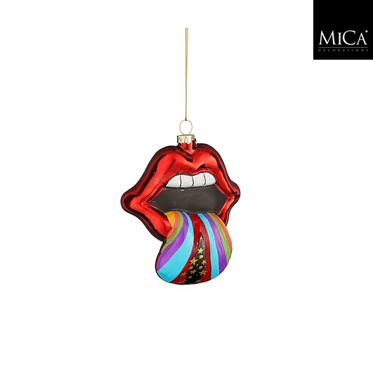 Disco Ornament Lippen - rot - l8,5xb5xh10cm
