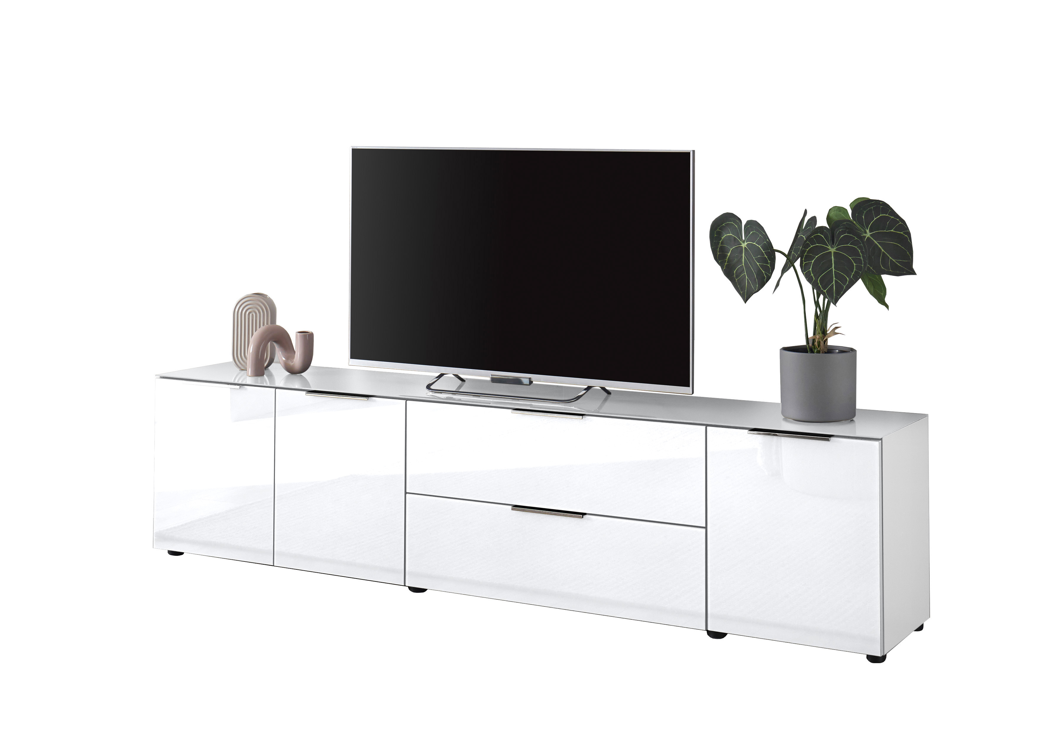Lowboard 7, weiß mit Glas - MyStyle 2044