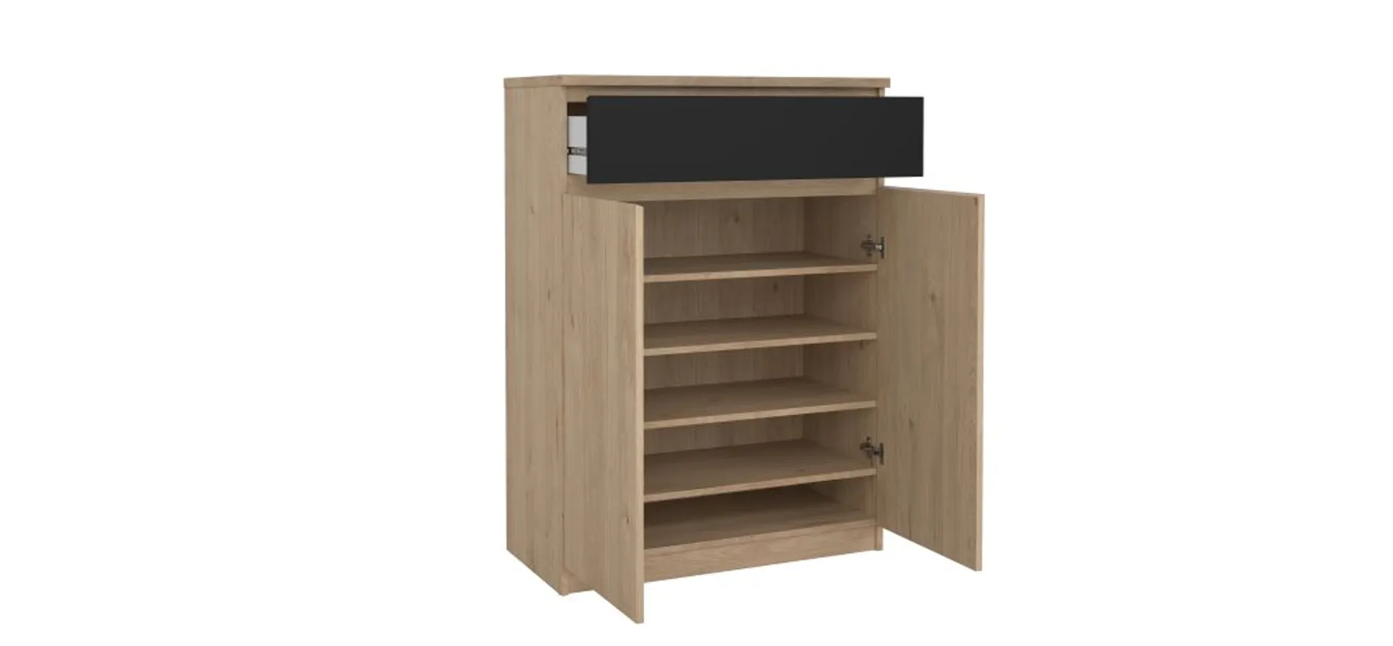 Schuhschrank - B ca. 81 cm, Jackson Hickory Nachbildung, Schwarz