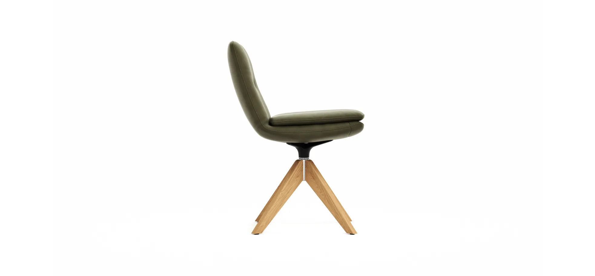 Polsterstuhl Macano - drehbar, Leder, Olive
