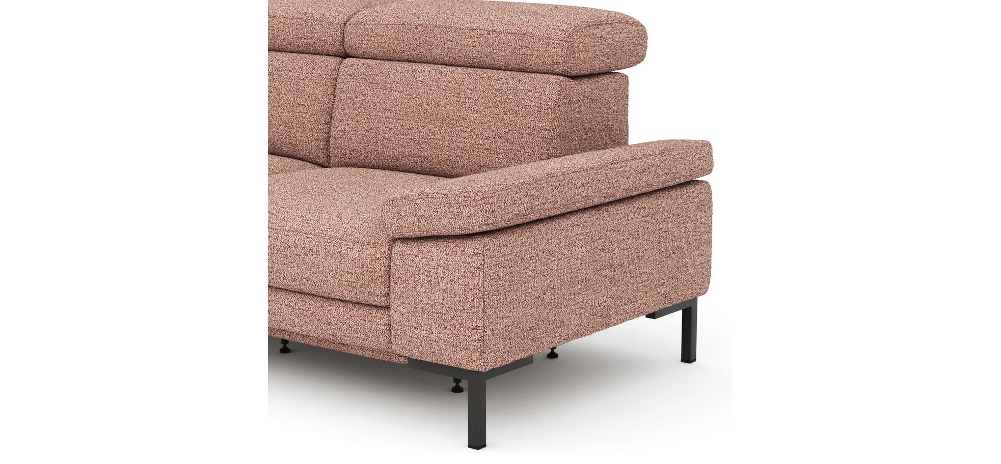 Ecksofa Hudson - Ecke links mit 2,5-Sitzer inkl. Kopfteil verstellbar, Stoff, Kupfer