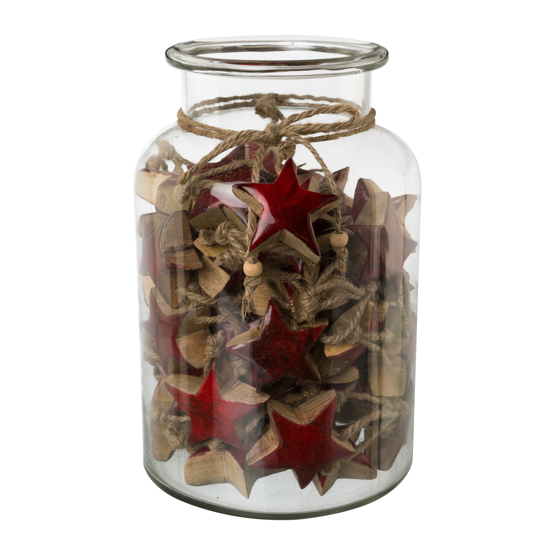 Hänger Stern 5cm - holz/rot