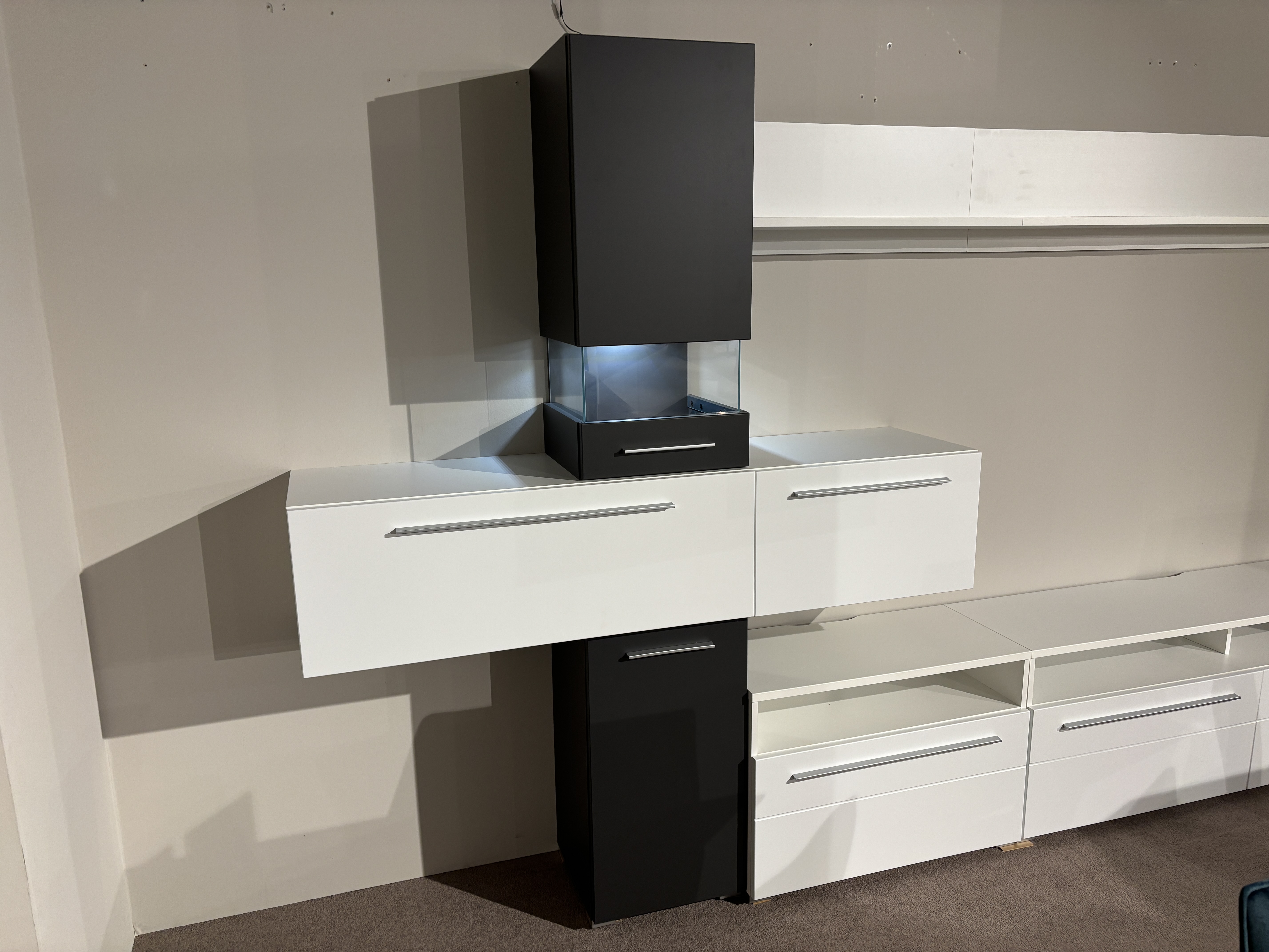 Wohnwand, weiß/graphit matt MDF - INKON