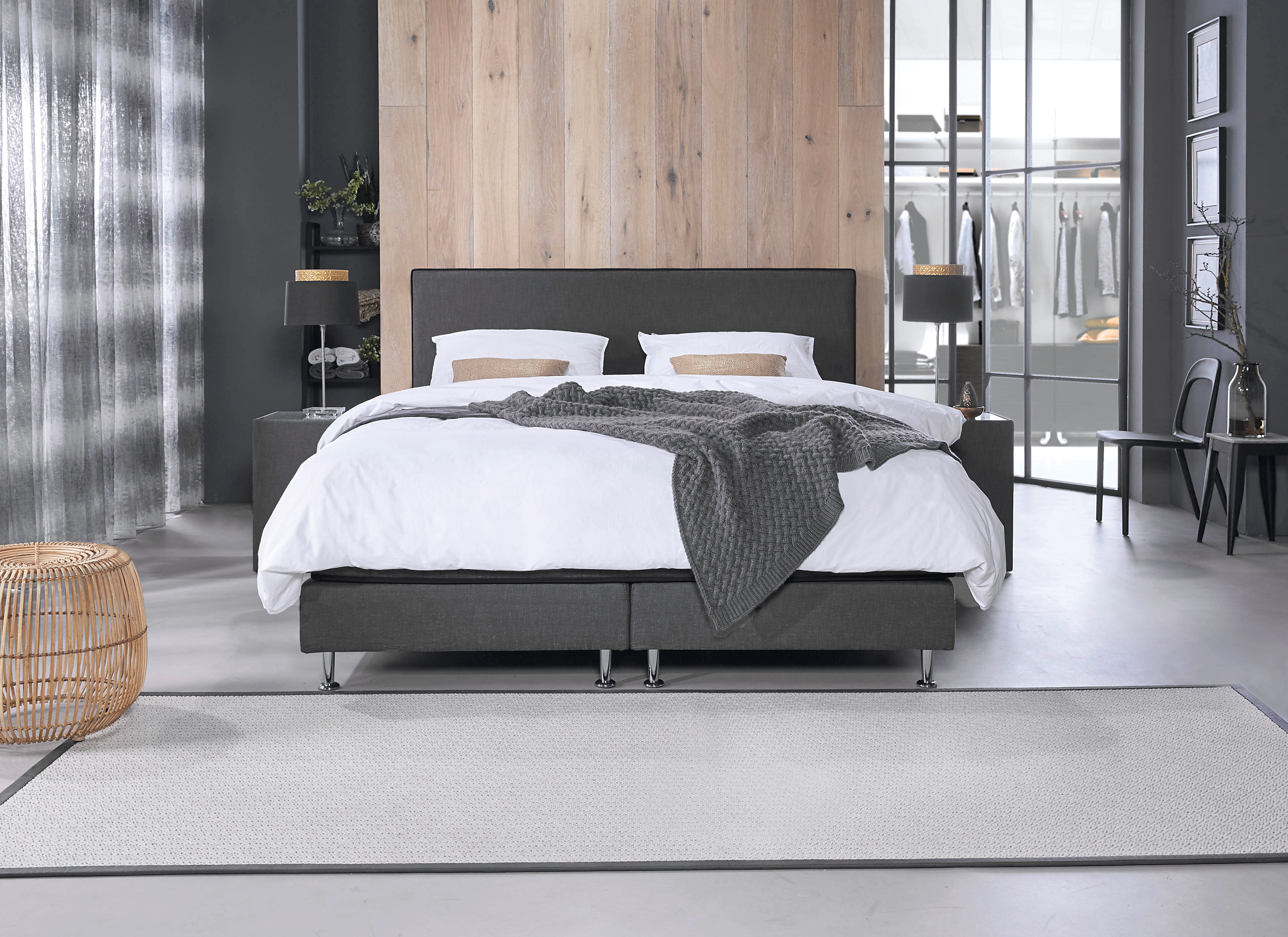 Boxspringbett, Stoff schwarz - Classico
