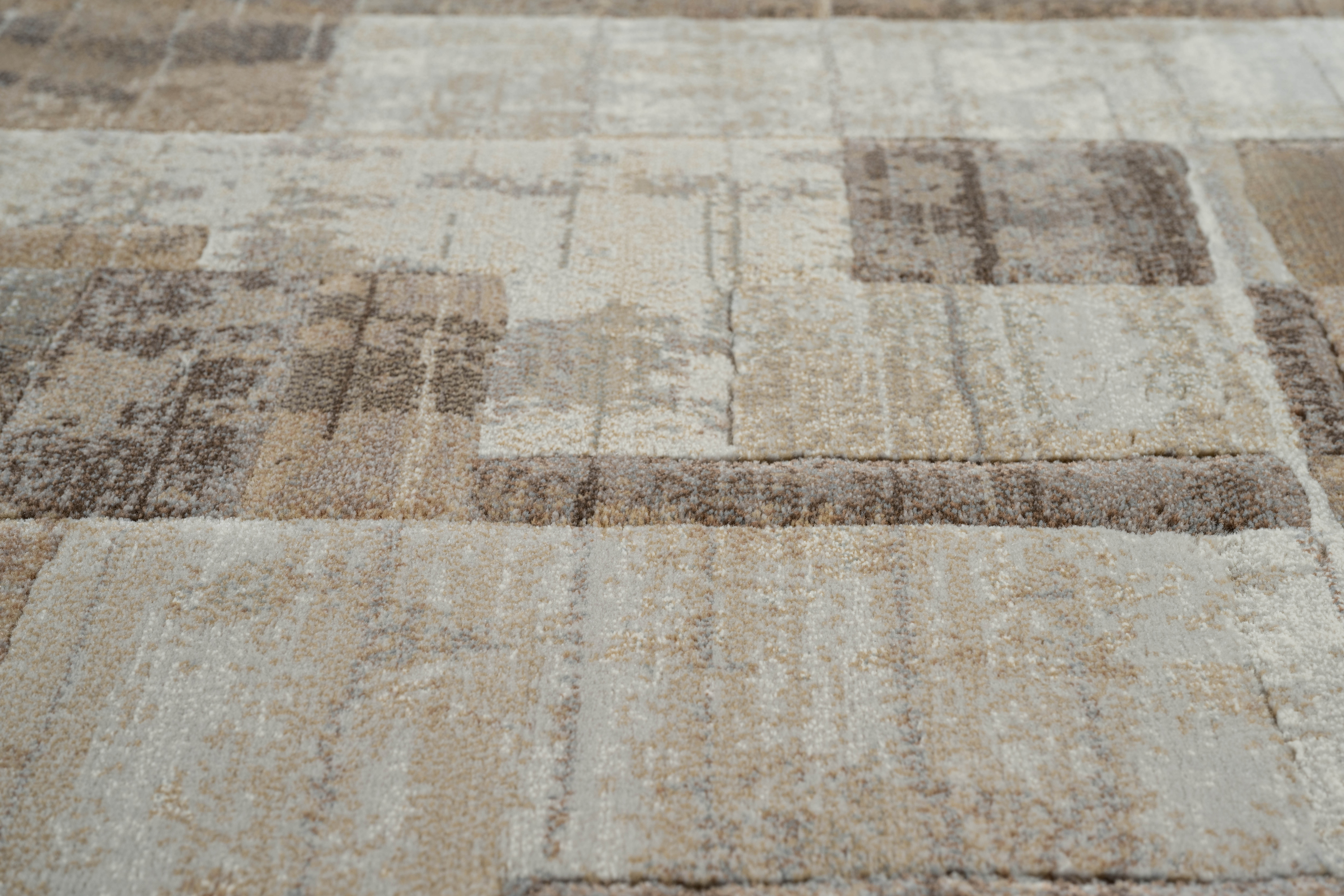 Webteppich, weiß-braun-grau, 160x230 cm - Rargentum