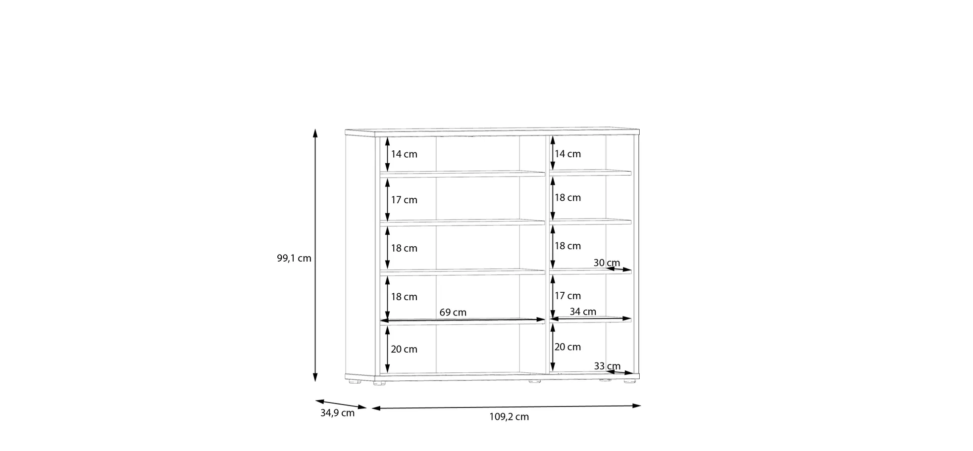 Schuhschrank, Artisan Oak, 3 Türen - Faid