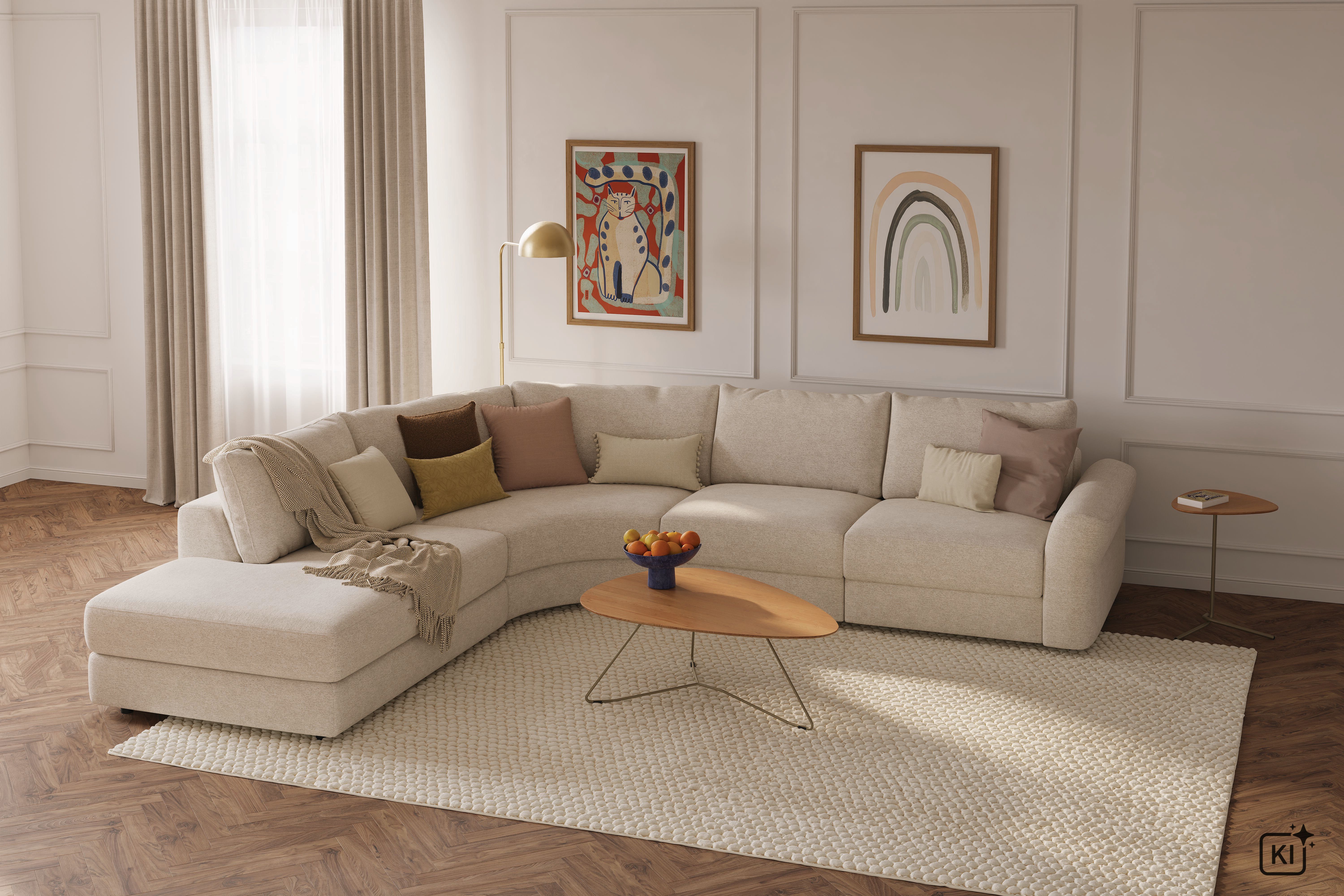 Ecksofa, Stoff Offwhite - Global Family Almeria