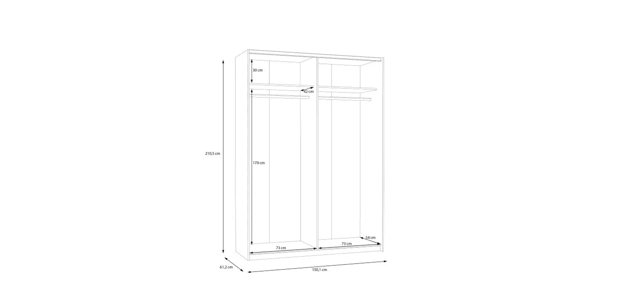 Schwebetürenschrank FREDDY 2- B ca. 150 cm, Weiß