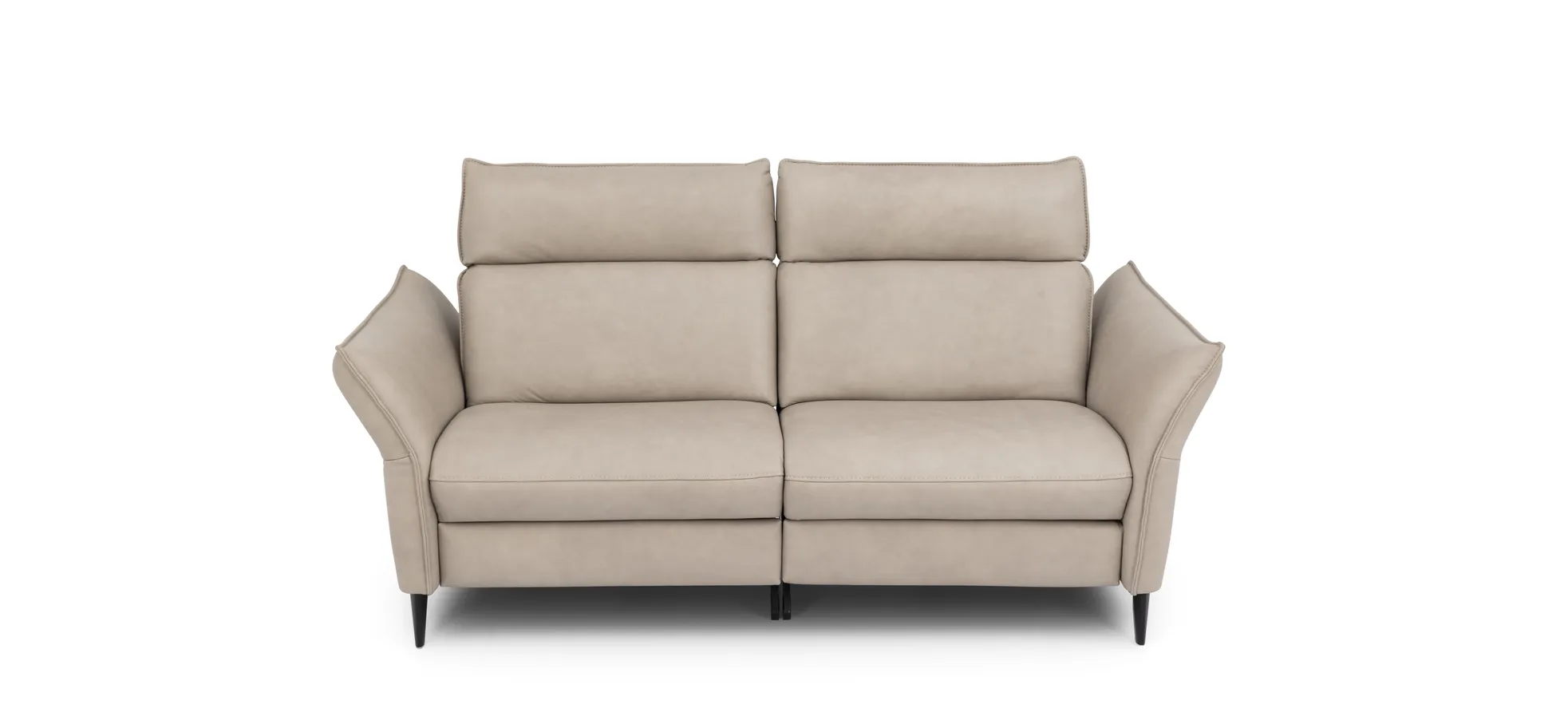 Sofa - 2,5-Sitzer, Kopfteil verstellbar, Leder, Creme