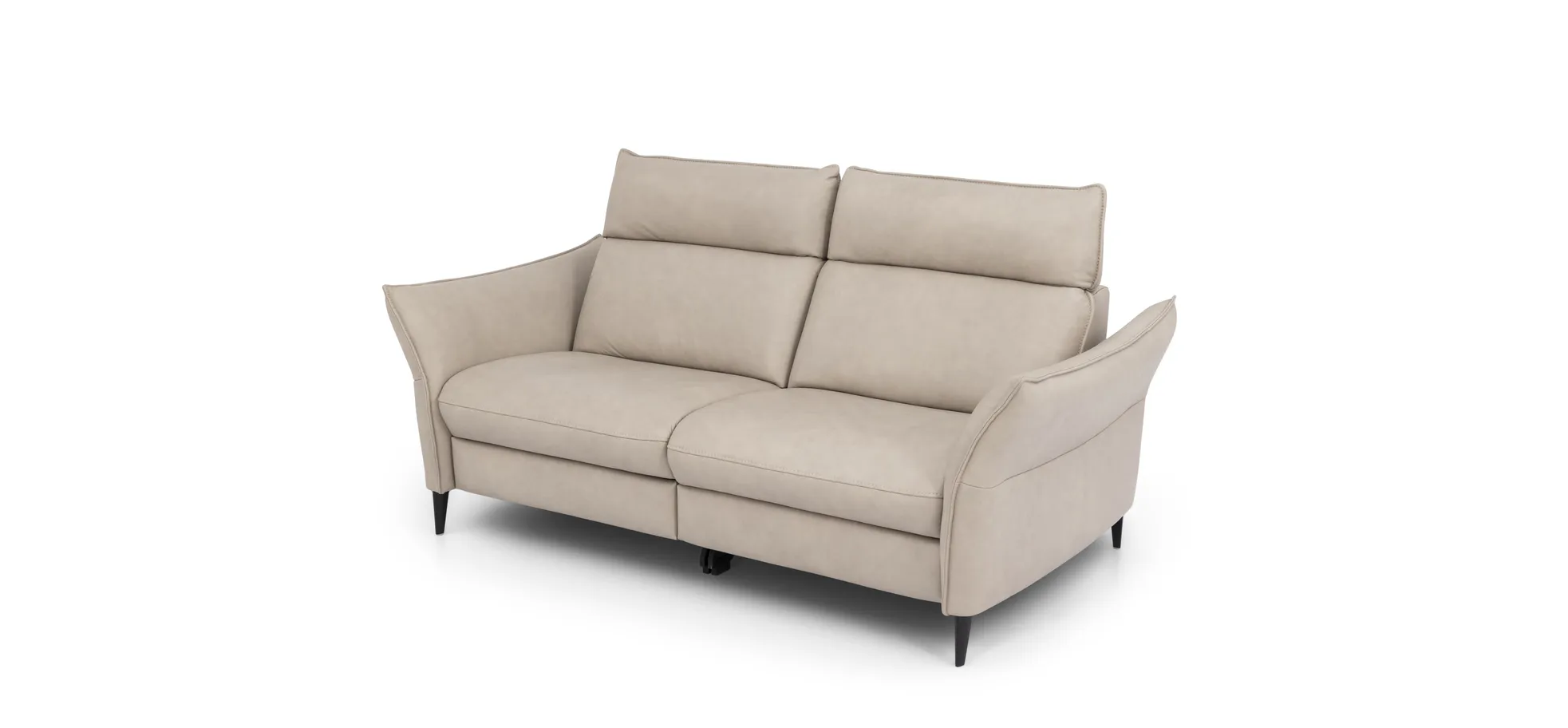 Sofa - 2,5-Sitzer, Kopfteil verstellbar, Leder, Creme