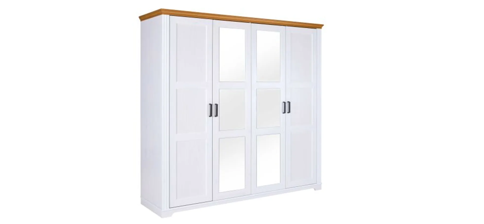 Drehtürenschrank - B ca. 215 cm, Weiß, Oak Colori