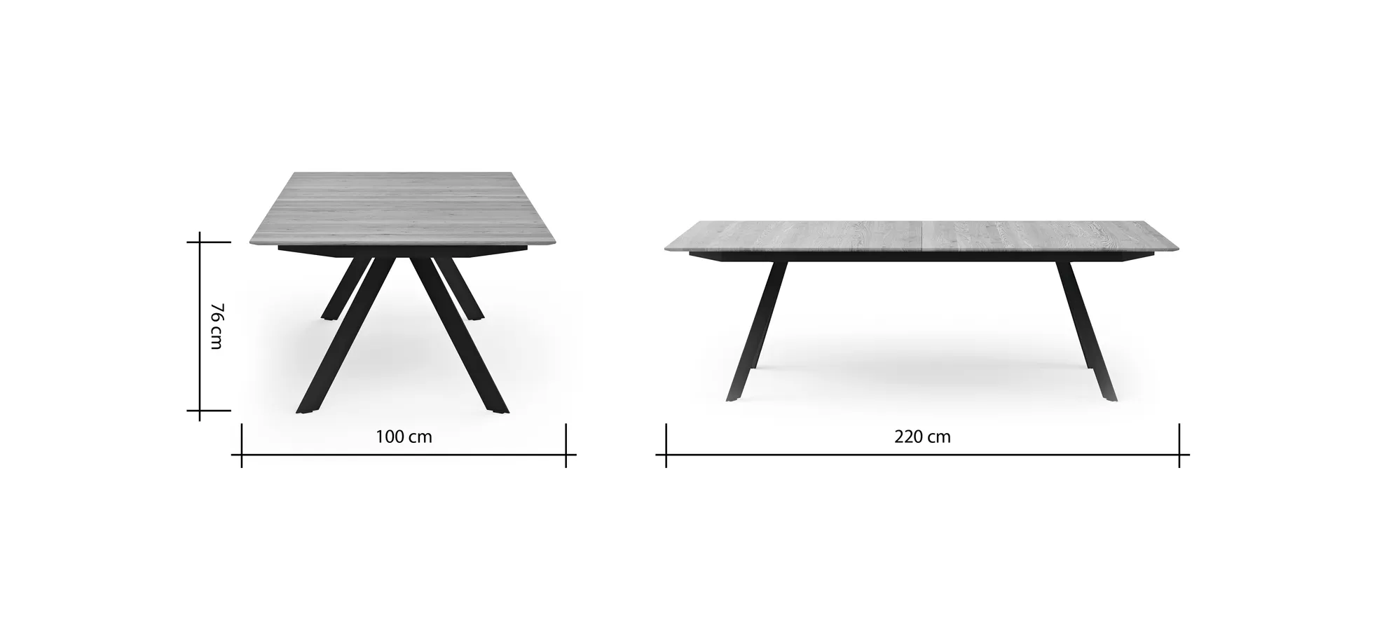 Esstisch Dinner - ausziehbar, LB ca. 220x100 cm, Eiche massiv