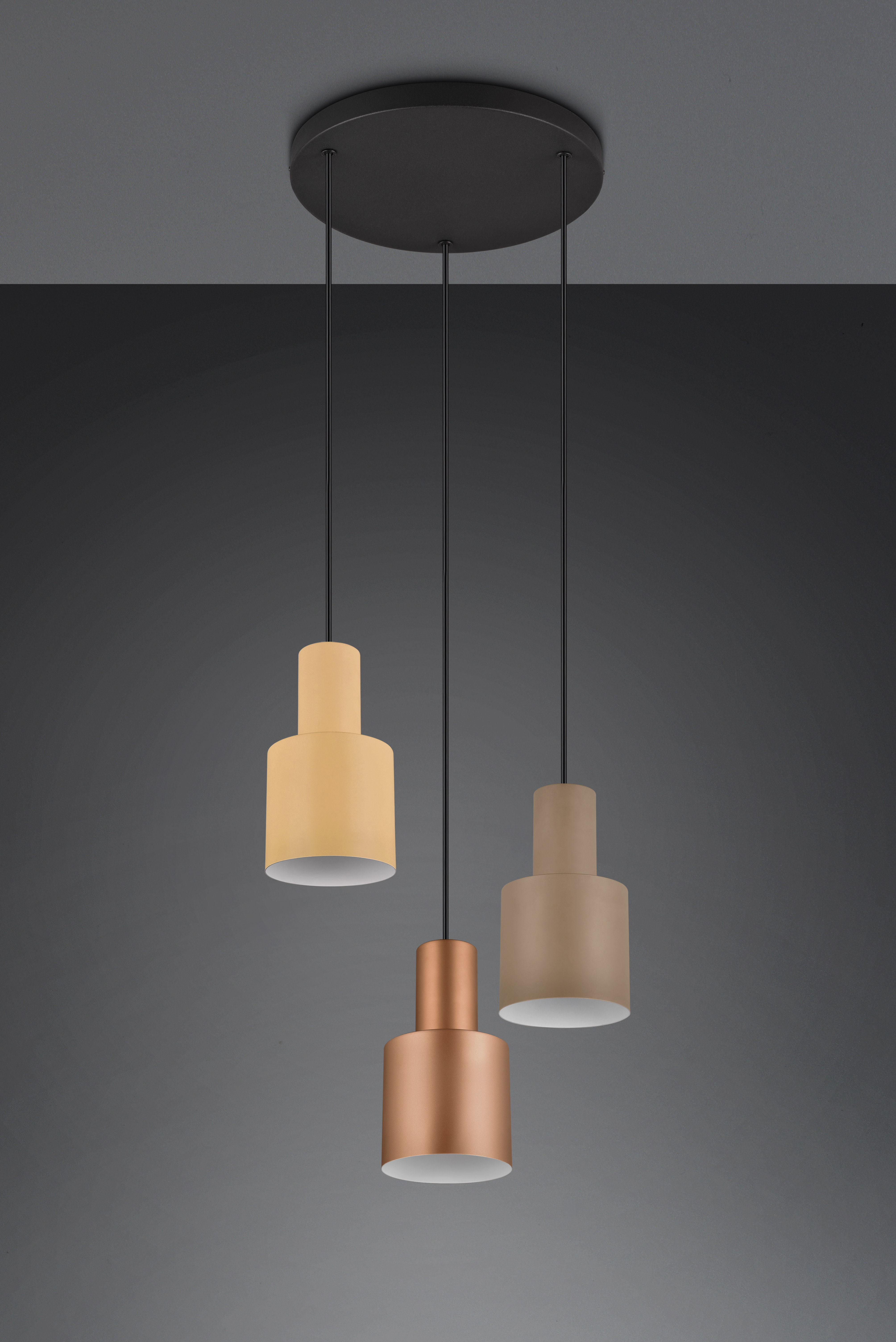 Pendelleuchte AGUDO - 3 Leuchtenschirme in Metall-Finish