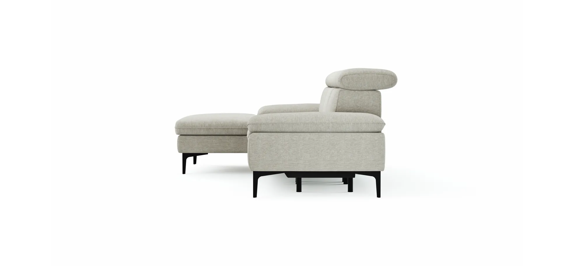Ecksofa Felipa - Longchair links mit 2,5-Sitzer inkl. Armlehne verstellbar und Rückenlehne/Sitztiefe verstellbar (motorisch), Stoff, Natur