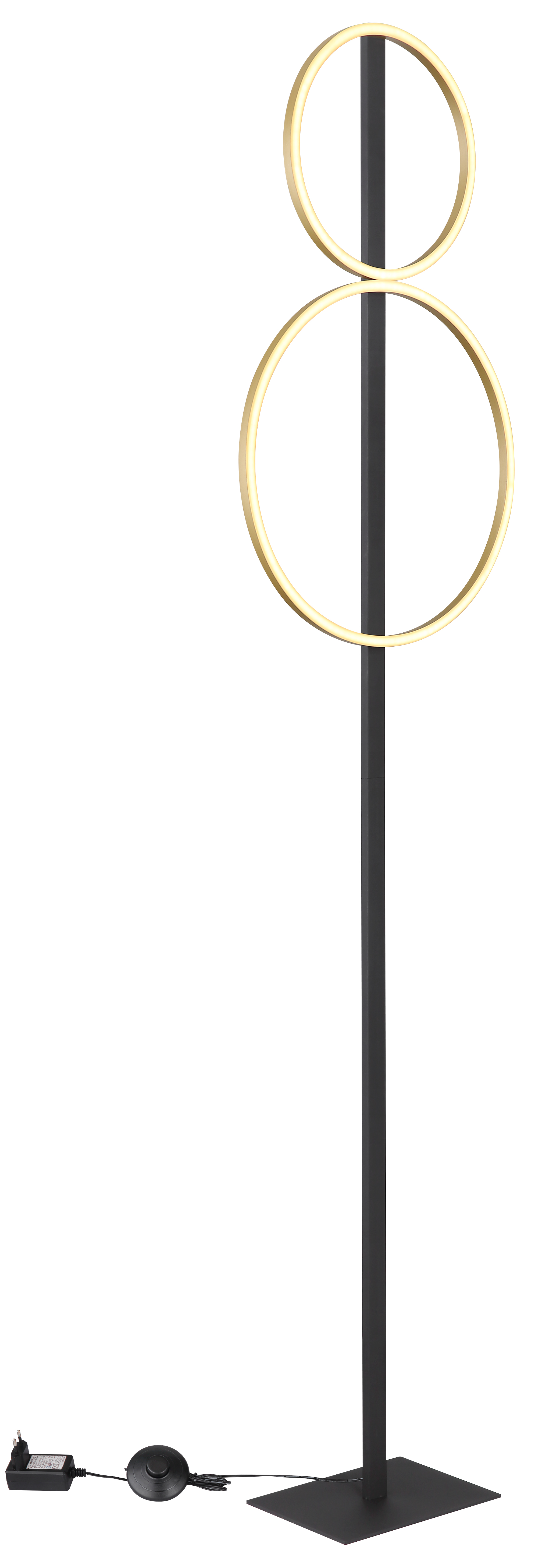 Stehleuchte LUFFY - LED, Schwarz Matt/Messing Matt, 66x39,4x5,3cm