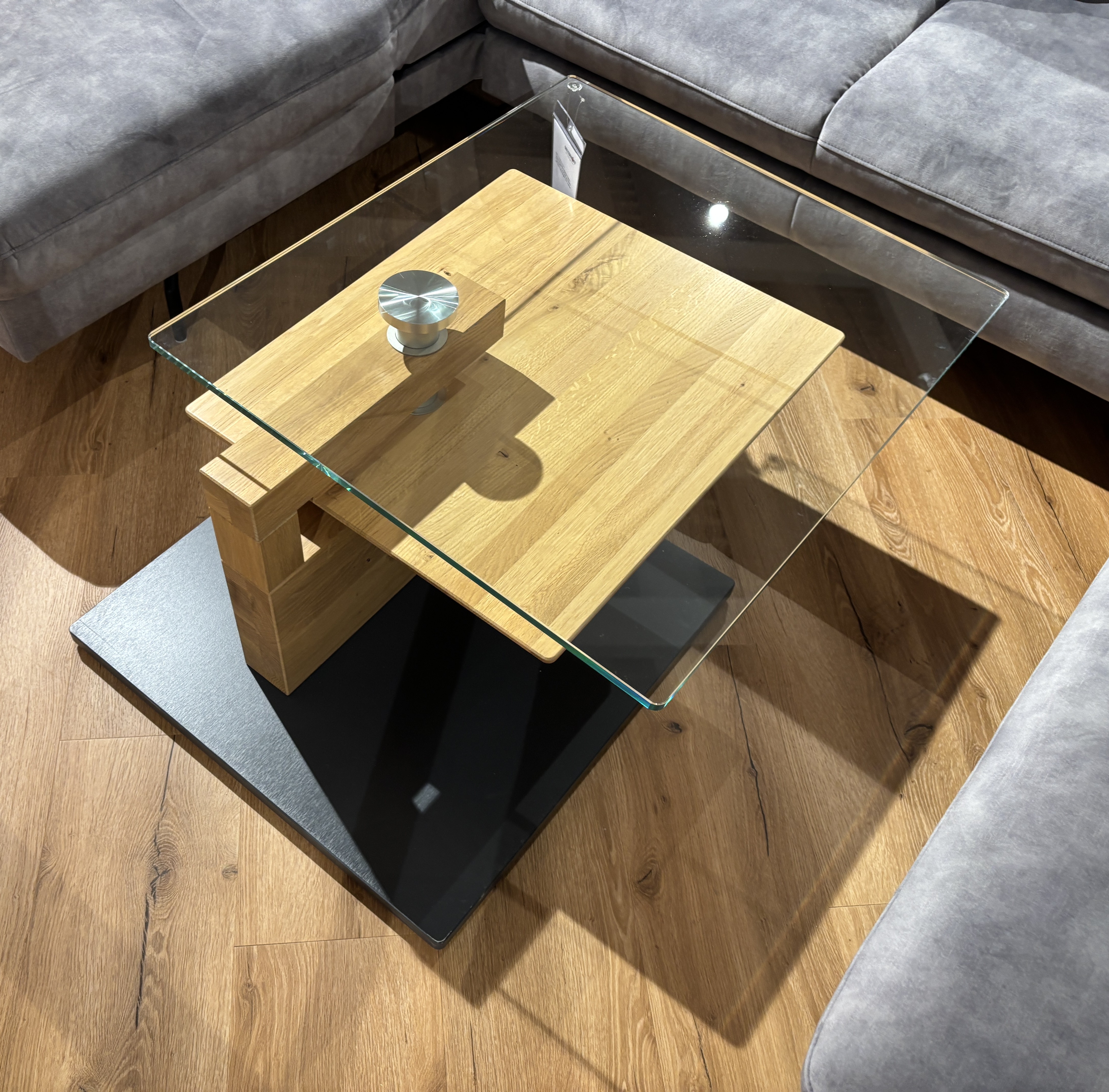 Couchtisch, Wildeiche massiv, auf Rollen - LS 009318