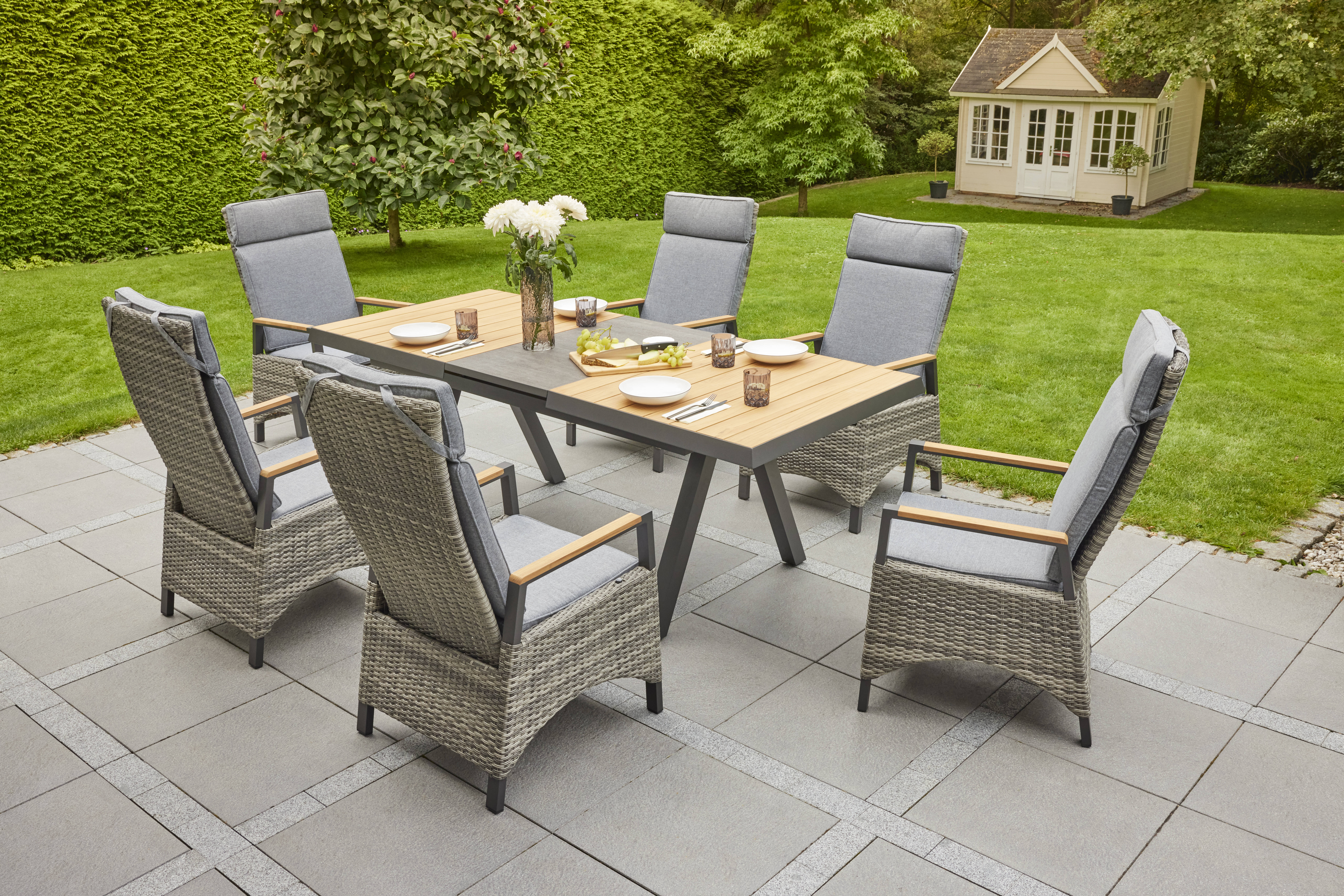 Ausziehtisch, Synchronauszug, Teakholz - Kumasi