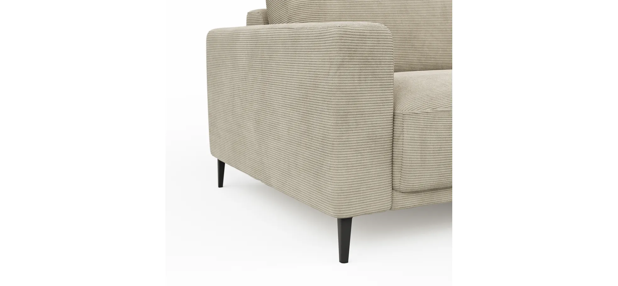 Ecksofa Solero - 1,5-Sitzer mit Longchair rechts, Stoff, Sand