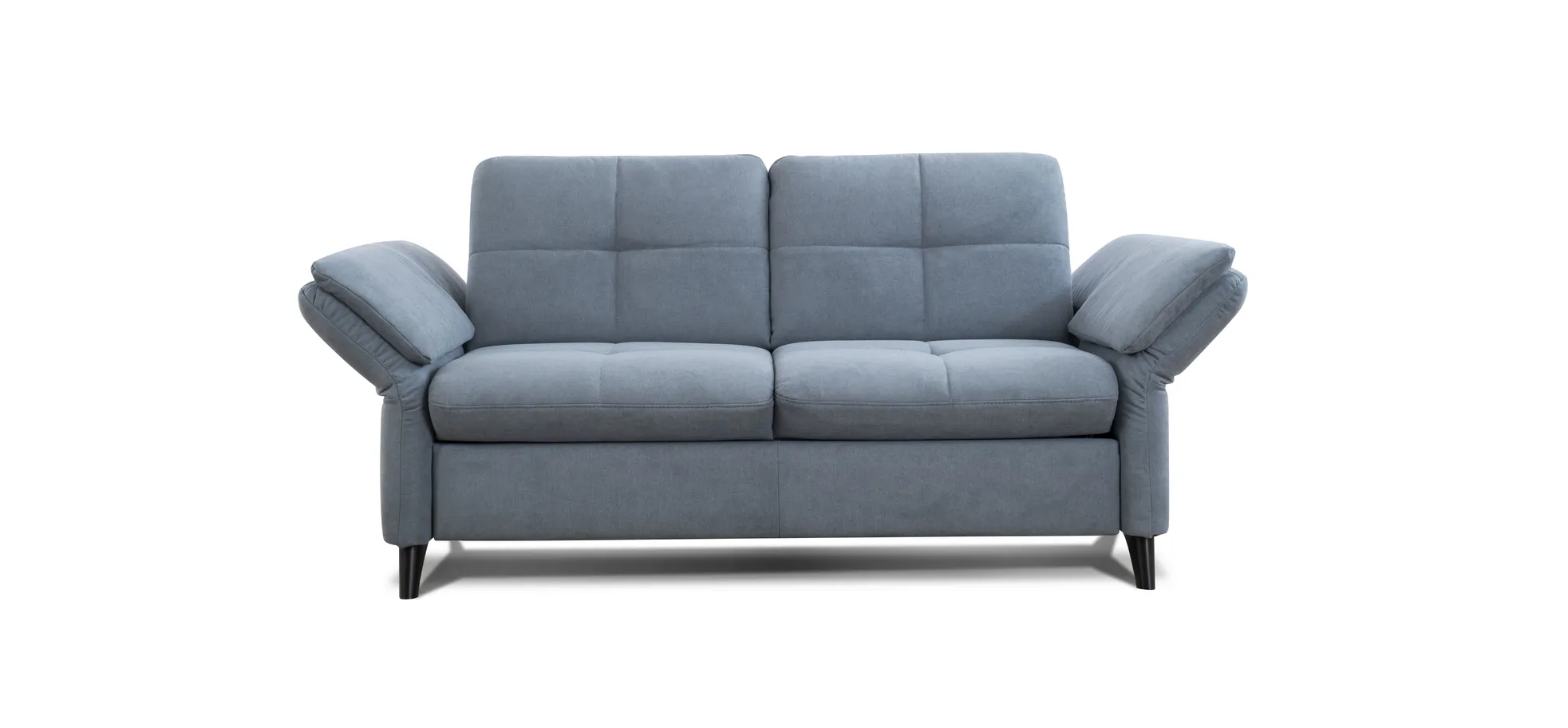 Sofa - 2,5-Sitzer mit Schlaffunktion, Armlehne verstellbar, Stoff, Graublau