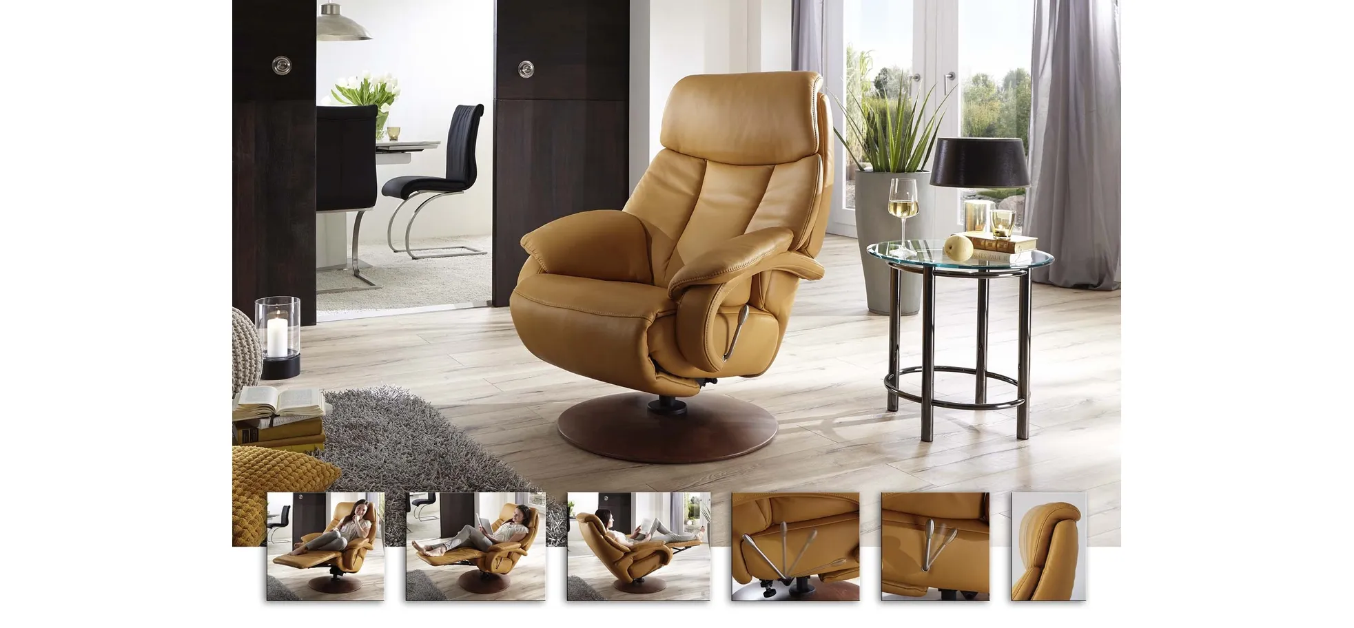 Sessel - mit Relaxfunktion, Leder, Dunkelbraun