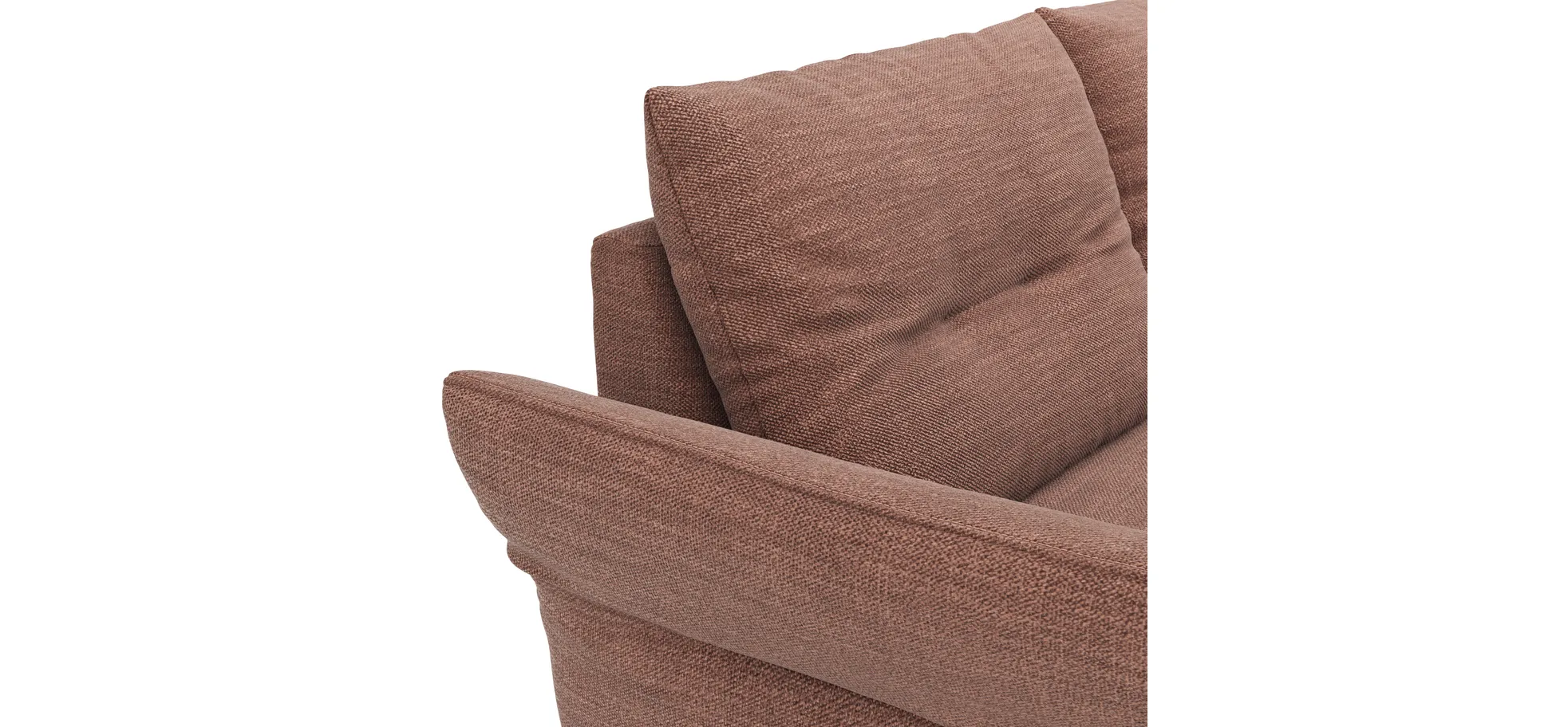 Ecksofa Bahia - 2,5-Sitzer mit Longchair rechts inkl. Armlehne verstellbar, Stoff, Kupfer