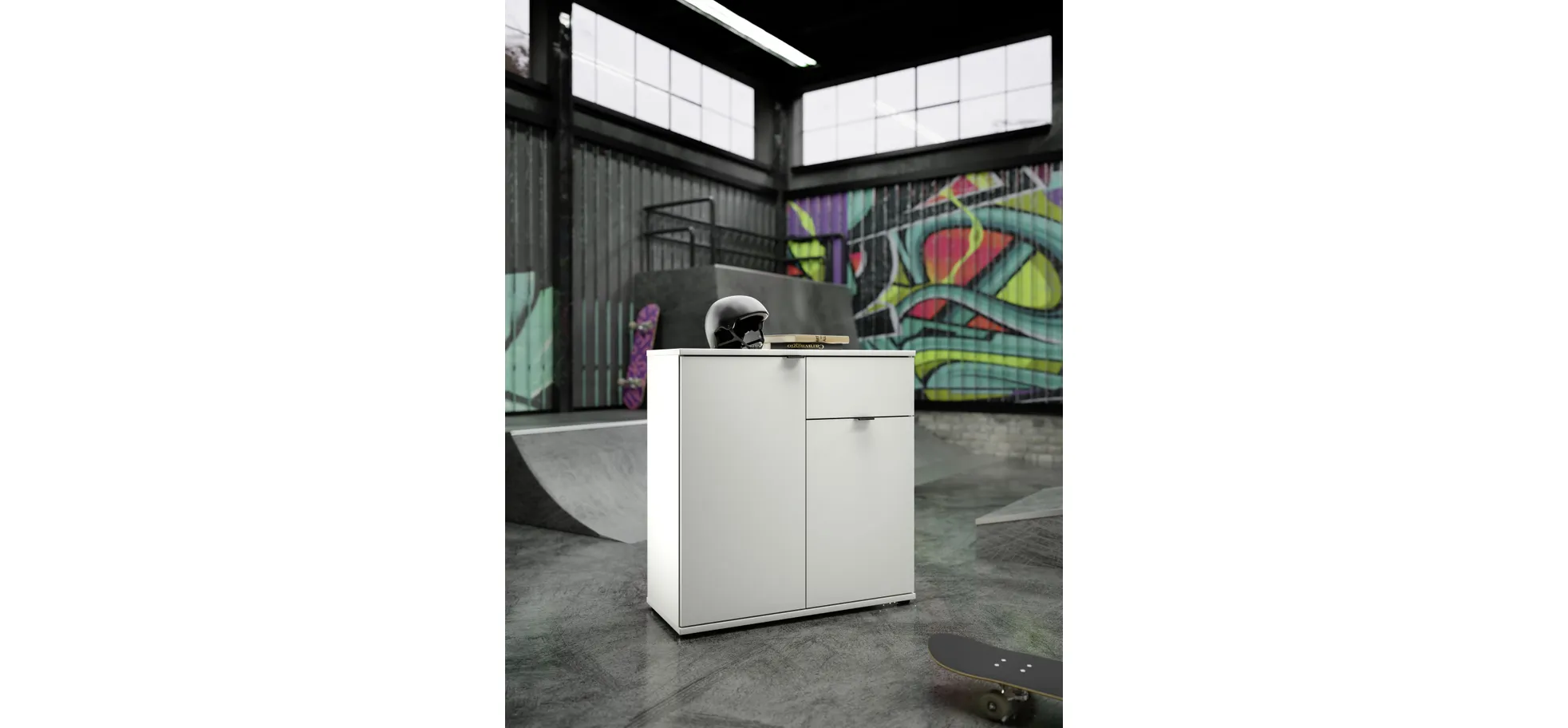 Kommode, Sand, 2 Türen, 1 Schub - Finella