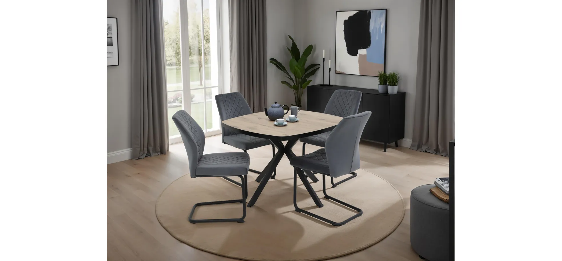 Schwingstuhl, Samtvelvet Dunkelgrau - MyStyle 4012