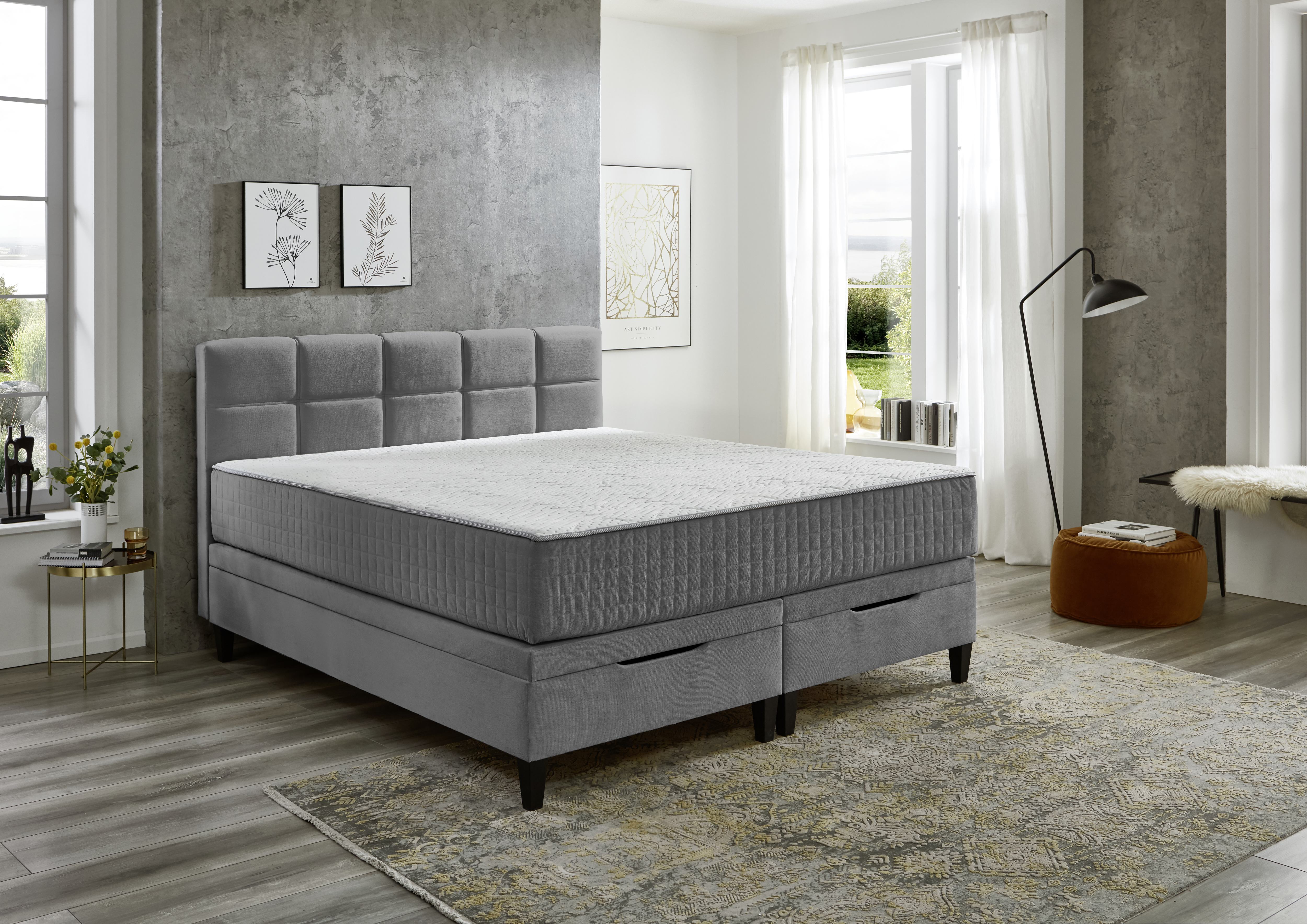 Boxspringbett, grau - MyStyle 3085
