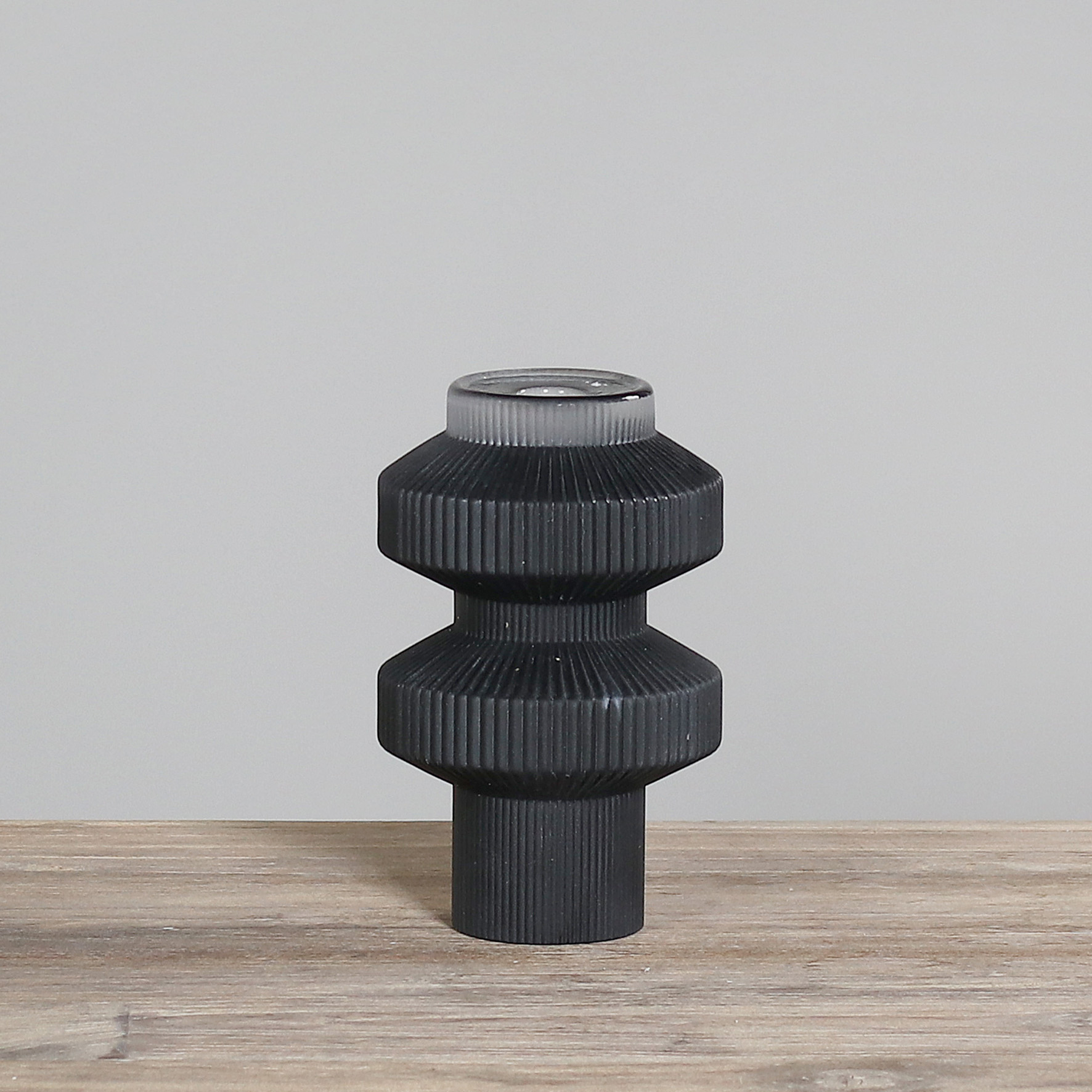 Deko Kerzenhalter aus Glas für Stabkerze - schwarz, 18 cm