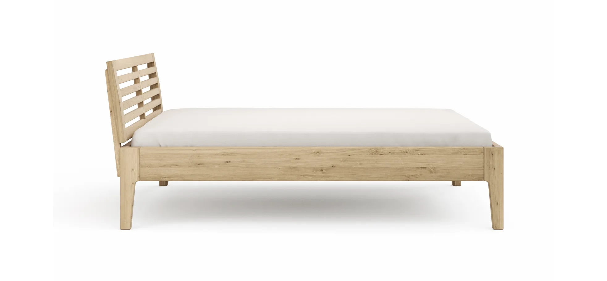 Bettgestell 1660 - Liegefläche ca. 160x200 cm, Wildeiche massiv, bianco geölt