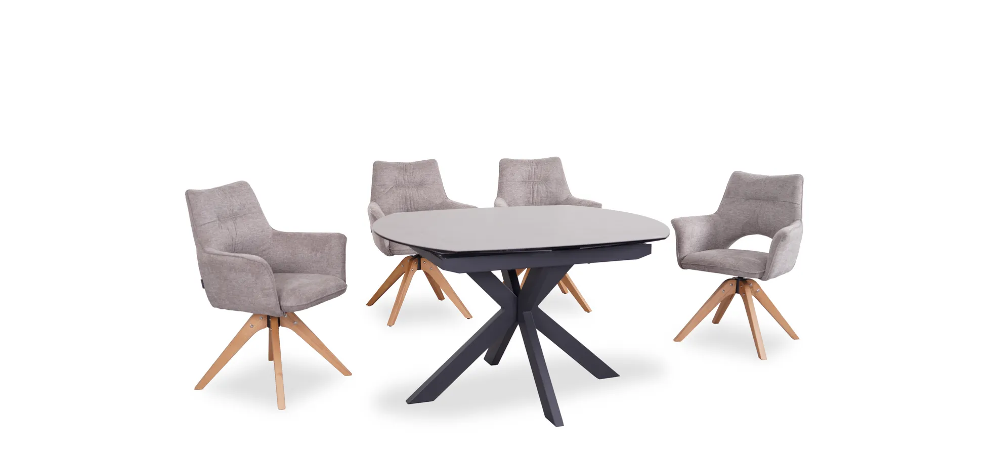 Esstisch, ausziehbar, Glaskeramik grau - Meggie