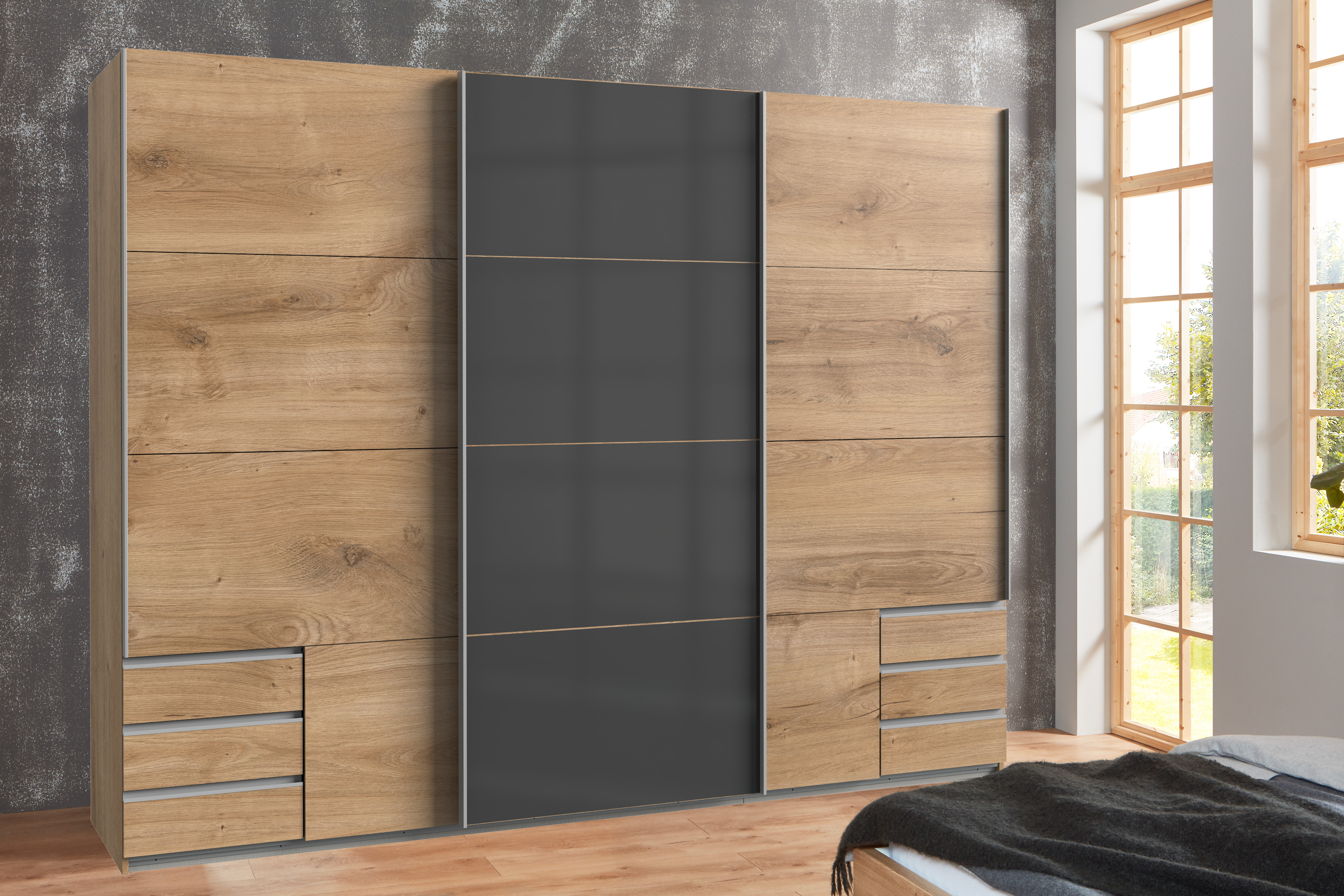 Schwebetürenschrank, Plankeneiche - MyStyle 3073