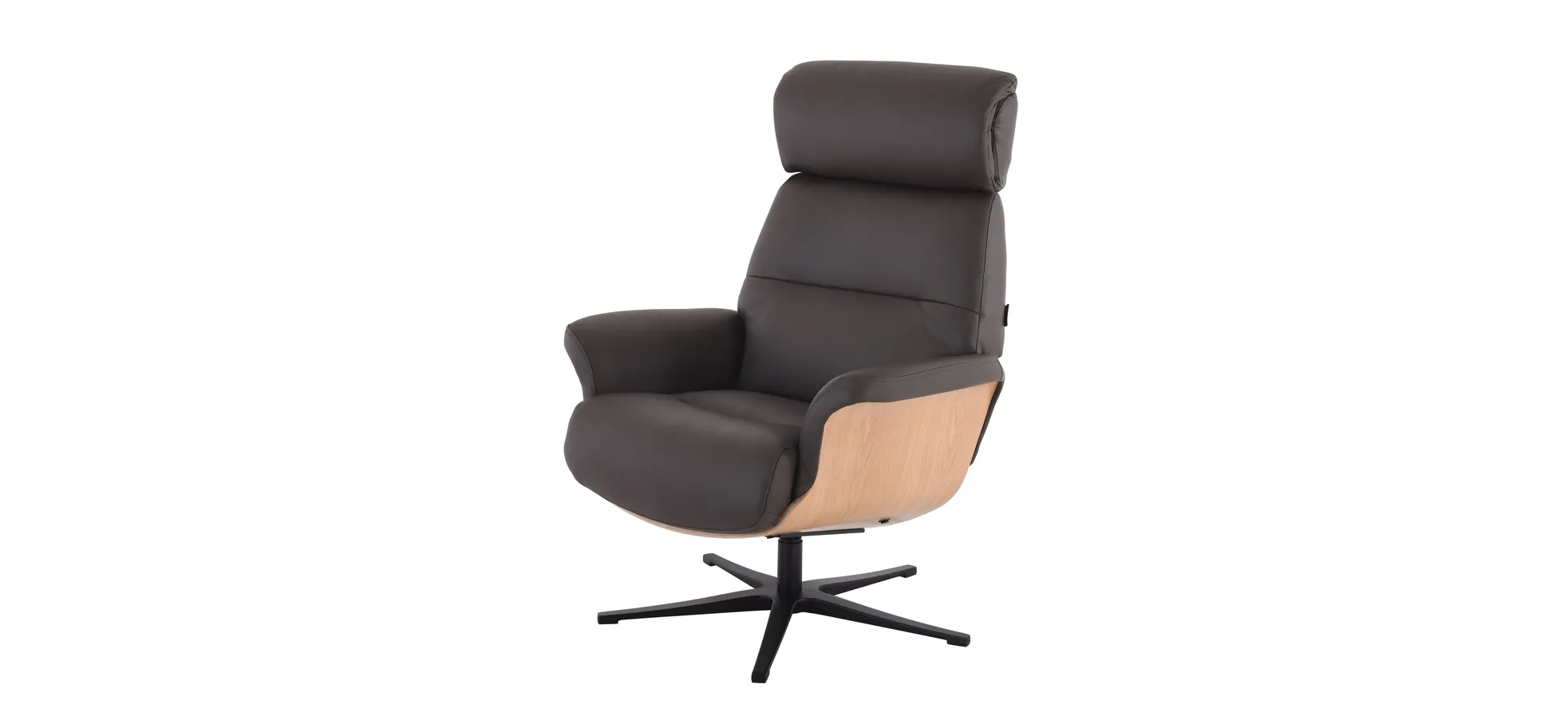 Relaxsessel mit Hocker, Leder dunkelbraun - Moani