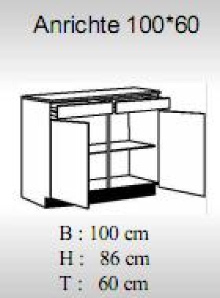 Küchen-Unterschrank, Kommode, 100 cm breit - Alina